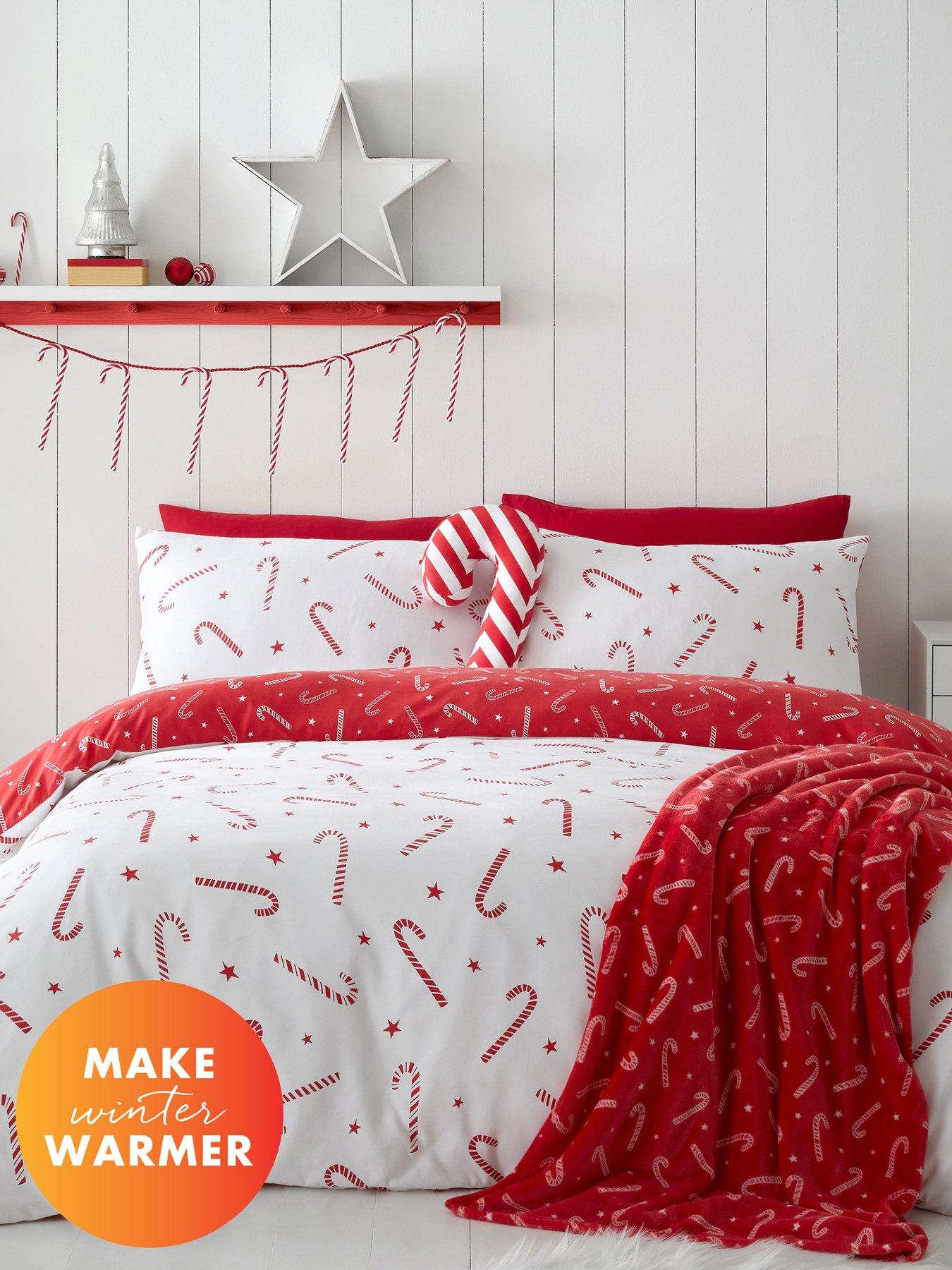Image 1 of 6 of Catherine Lansfield Christmas Candy Cane Duvet Cover&nbsp;Set