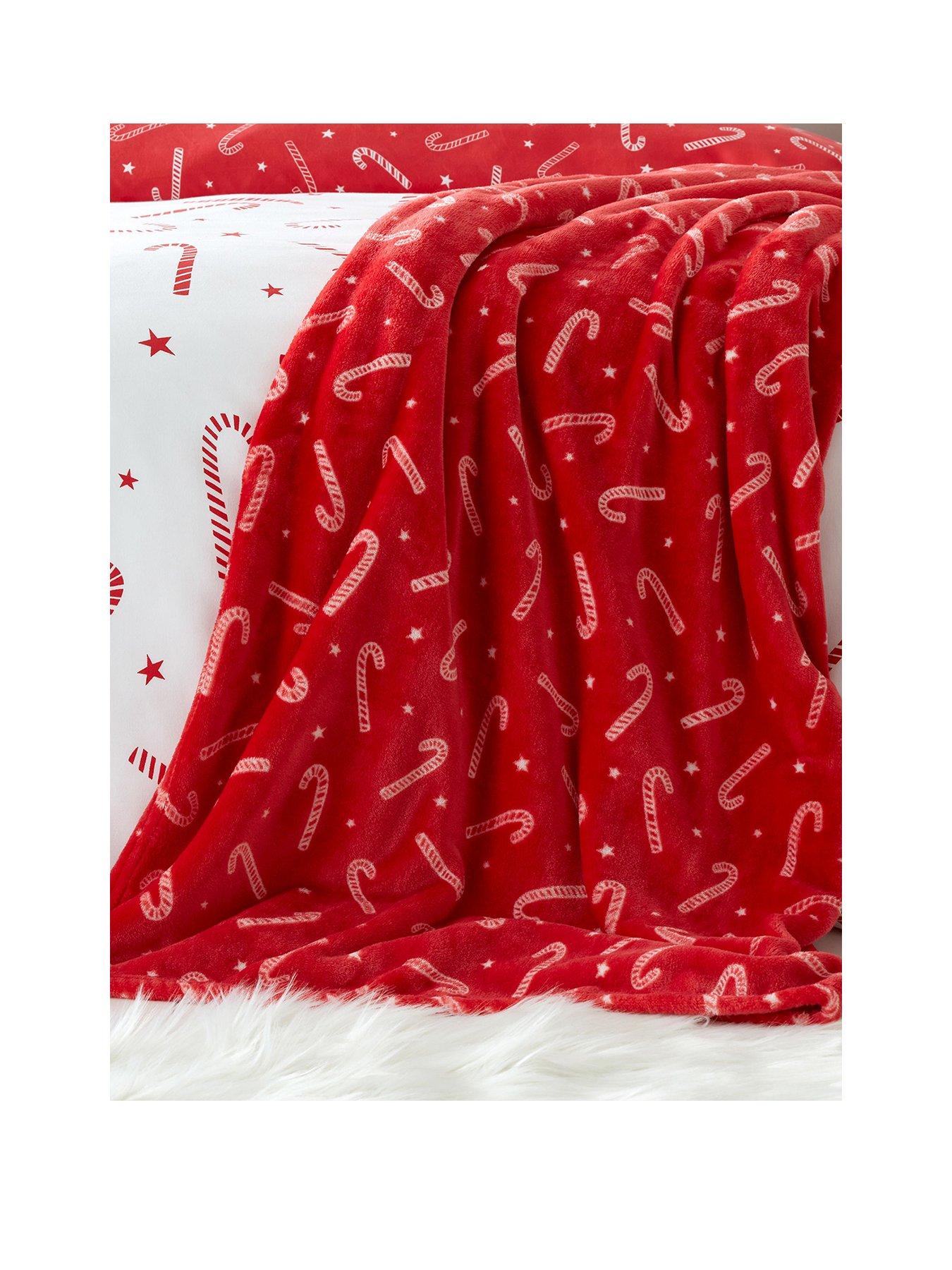 Image 2 of 3 of Catherine Lansfield Christmas Candy Cane Throw