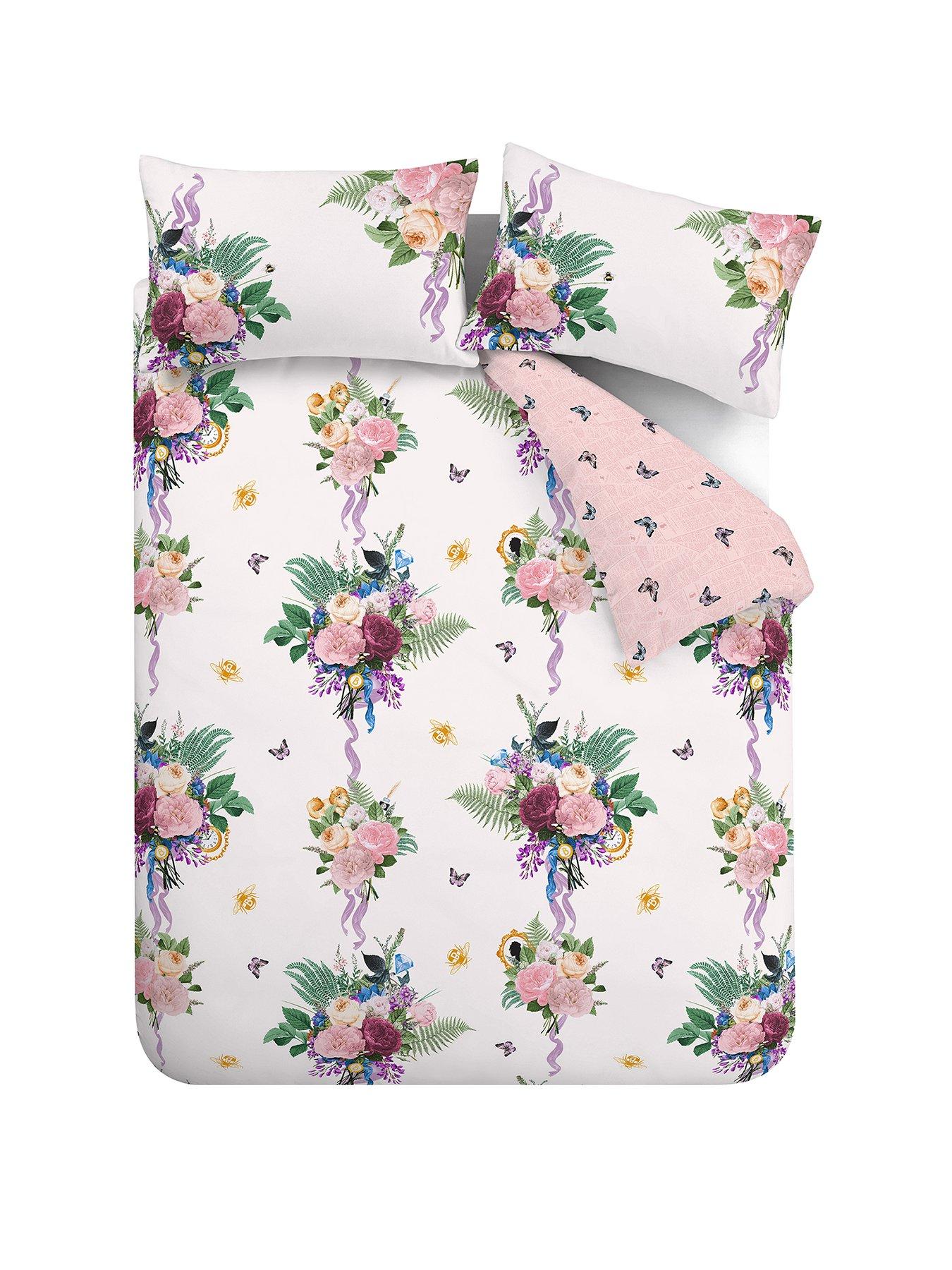 Bridgerton by Catherine Lansfield Wallflower Duvet Cover Set - Natural ...