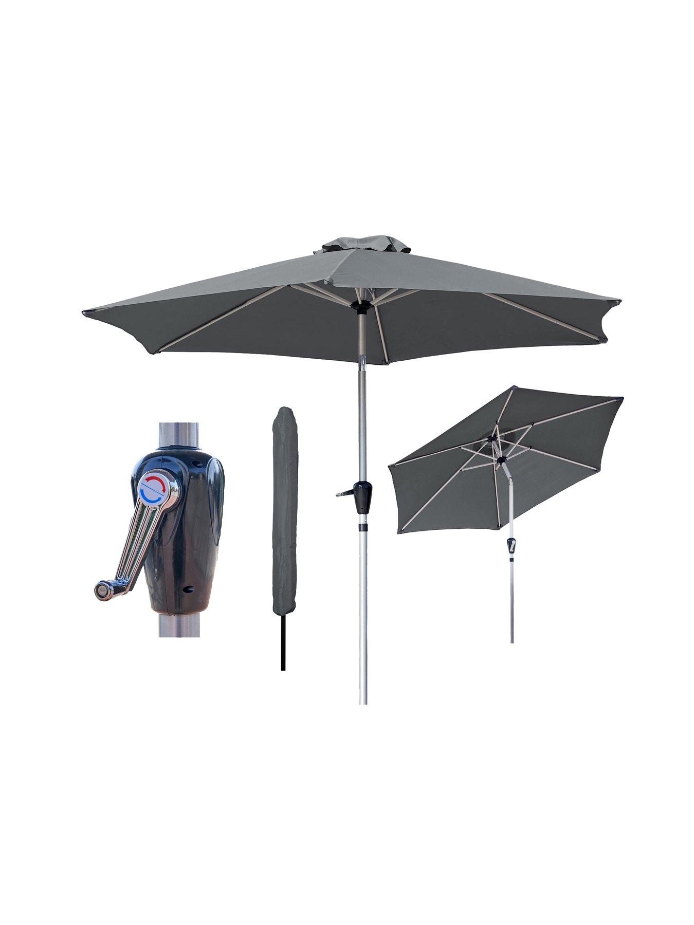 Image 5 of 6 of Glamhaus Tilting Dark Grey Garden Table Parasol Umbrella 2.7M with Crank Handle, UV40+ Protection, Includes Protection Cover - Robust Aluminium
