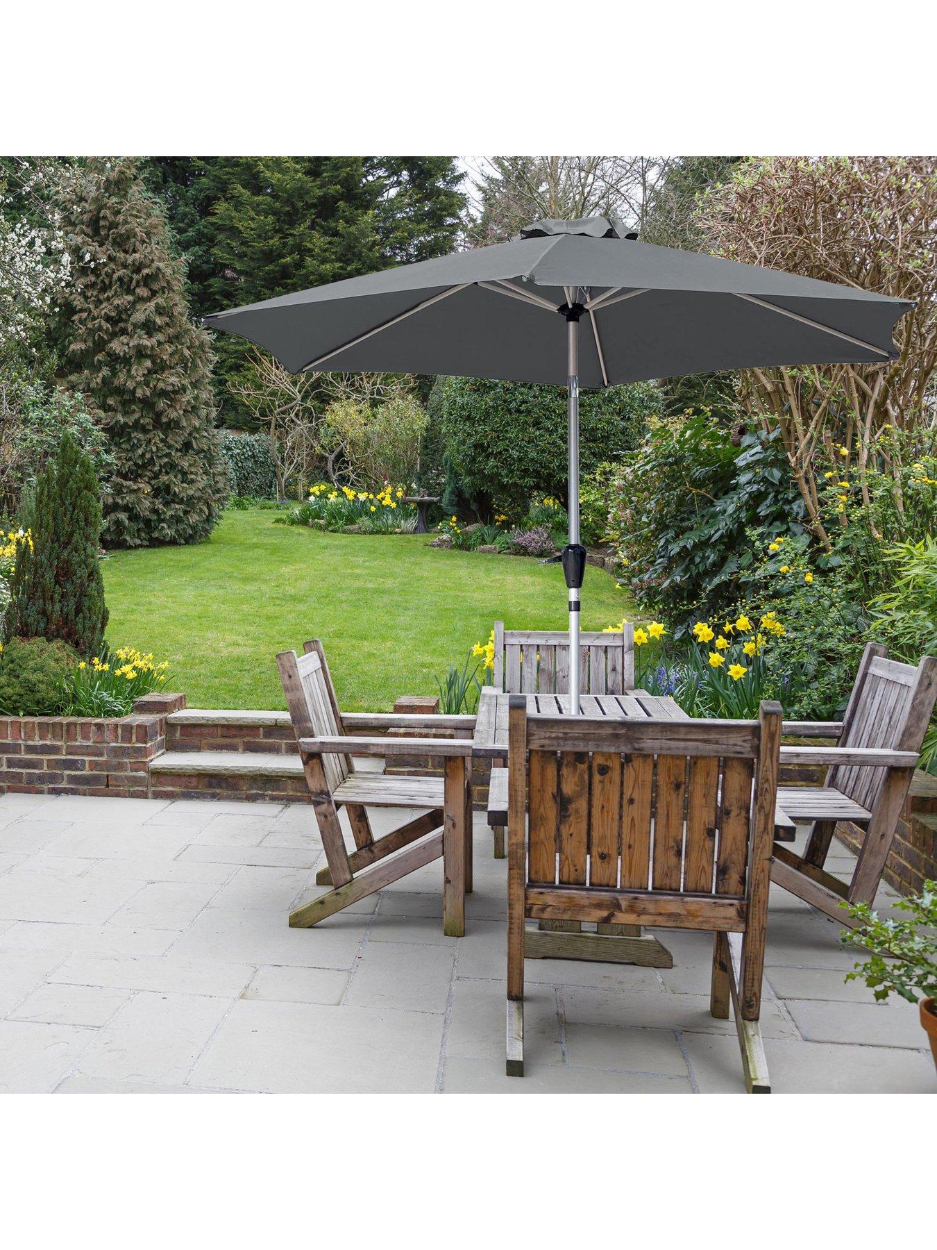 Image 6 of 6 of Glamhaus Tilting Dark Grey Garden Table Parasol Umbrella 2.7M with Crank Handle, UV40+ Protection, Includes Protection Cover - Robust Aluminium
