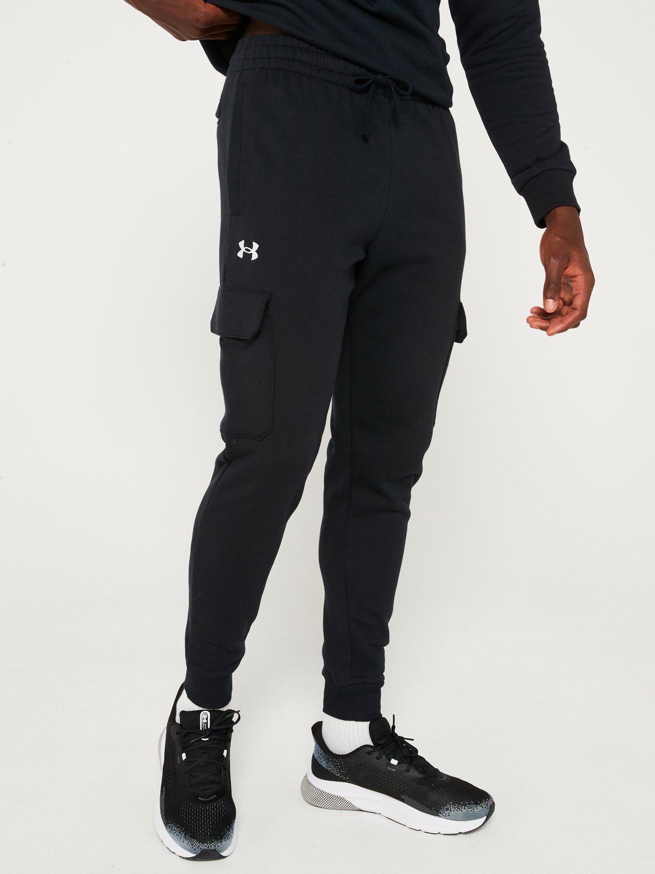 Mens Training Rival Fleece Cargo Joggers - Black/White