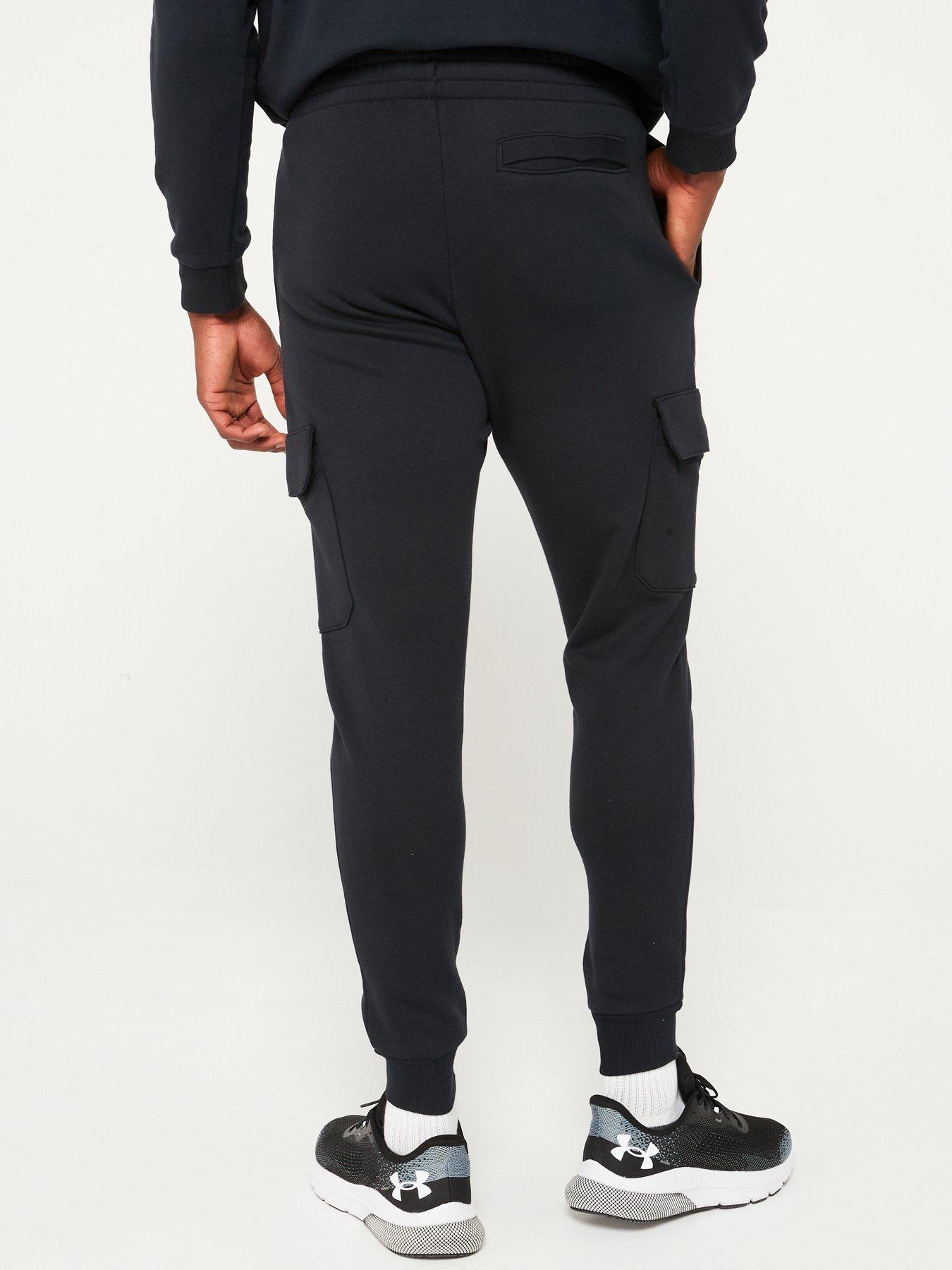 UNDER ARMOUR Mens Training Rival Fleece Cargo Joggers - Black/White