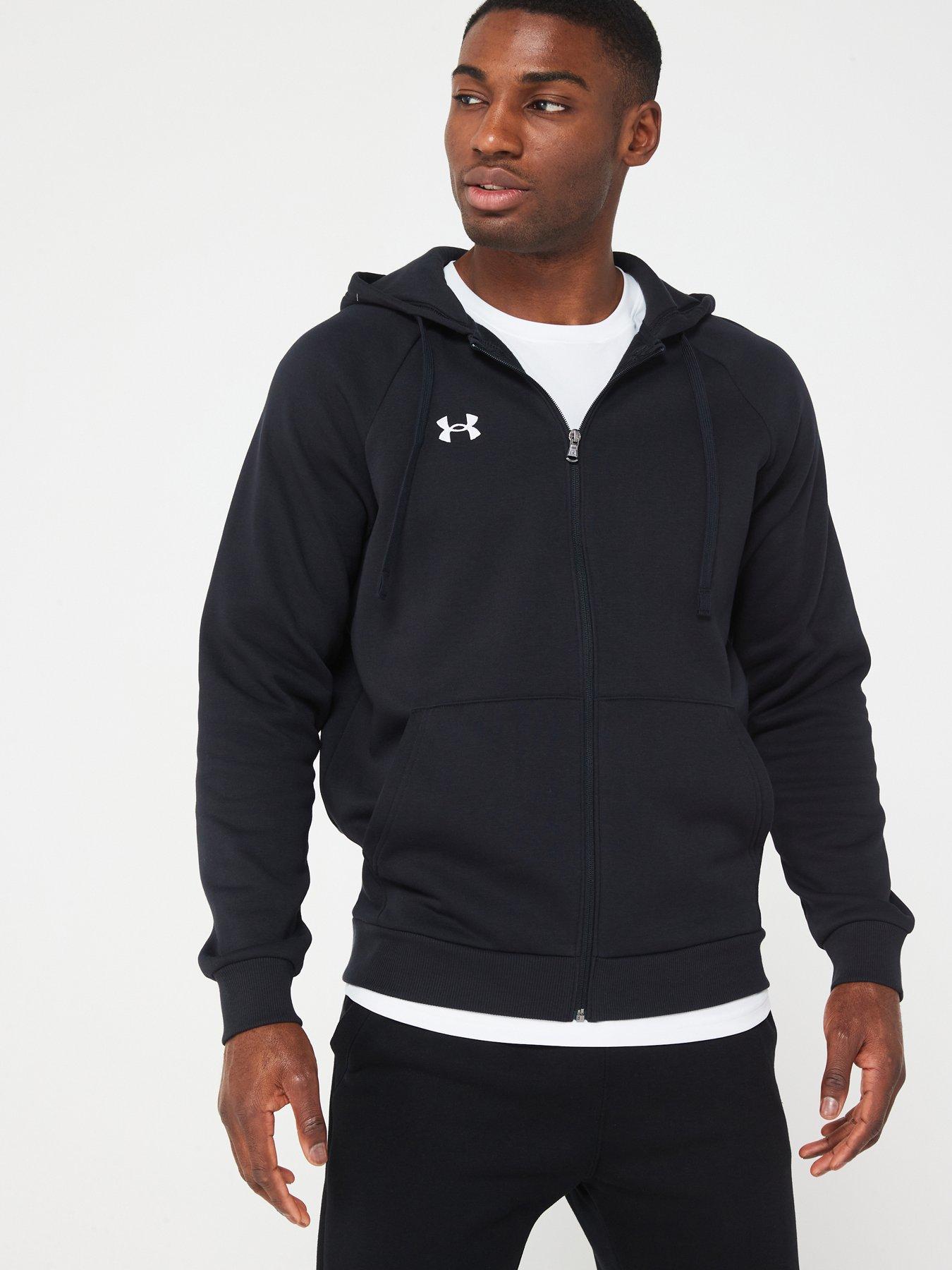  Under Armour boys Rival Fleece Full Zip Hoodie, (001) Black / /  White, X-Small: Clothing, Shoes & Jewelry