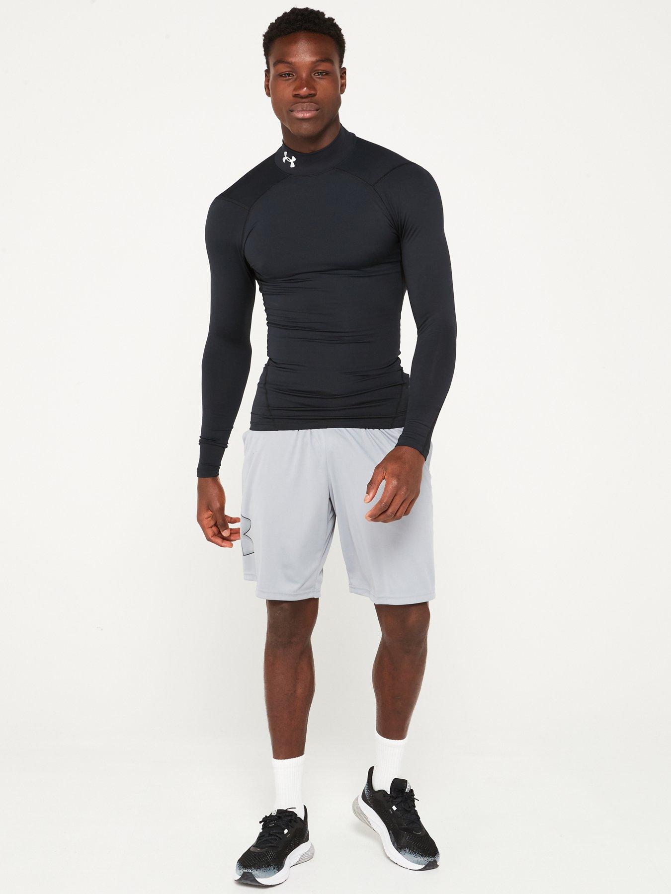  image of under-armour-mens-training-cold-gear-armour-comp-mock-ls-t-shirt-blackwhite