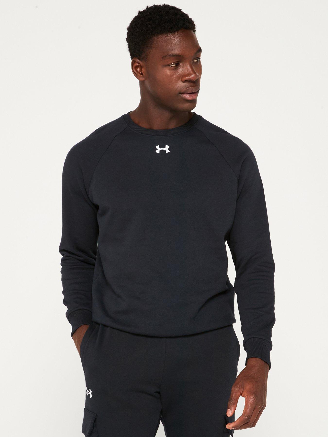 UNDER ARMOUR Mens Training Rival Fleece Crew Sweat - Black/White