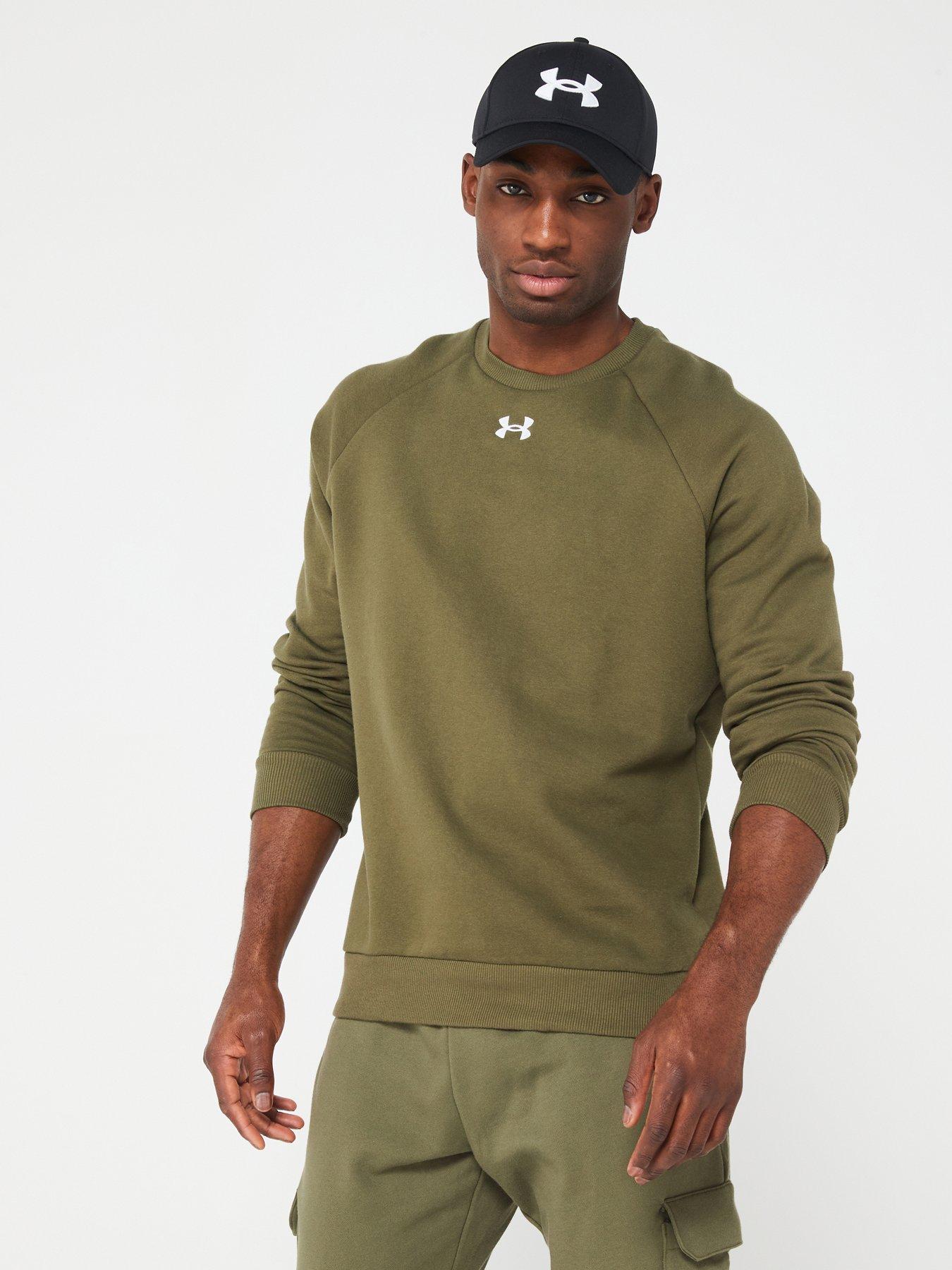 UNDER ARMOUR Men's Training Rival Fleece Crew Sweatshirt - Khaki