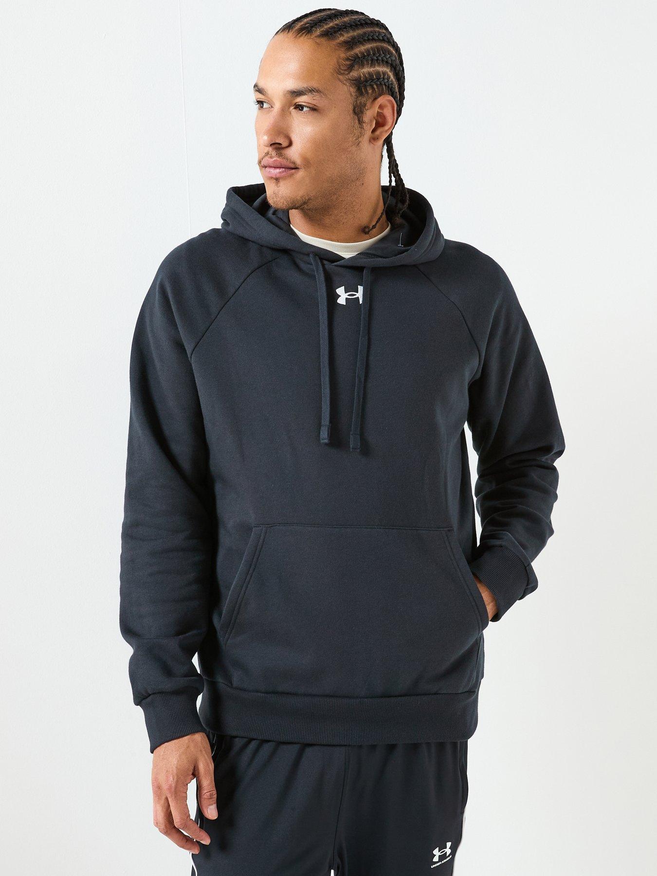 UNDER ARMOUR Mens Training Rival Fleece Hoodie Black/White