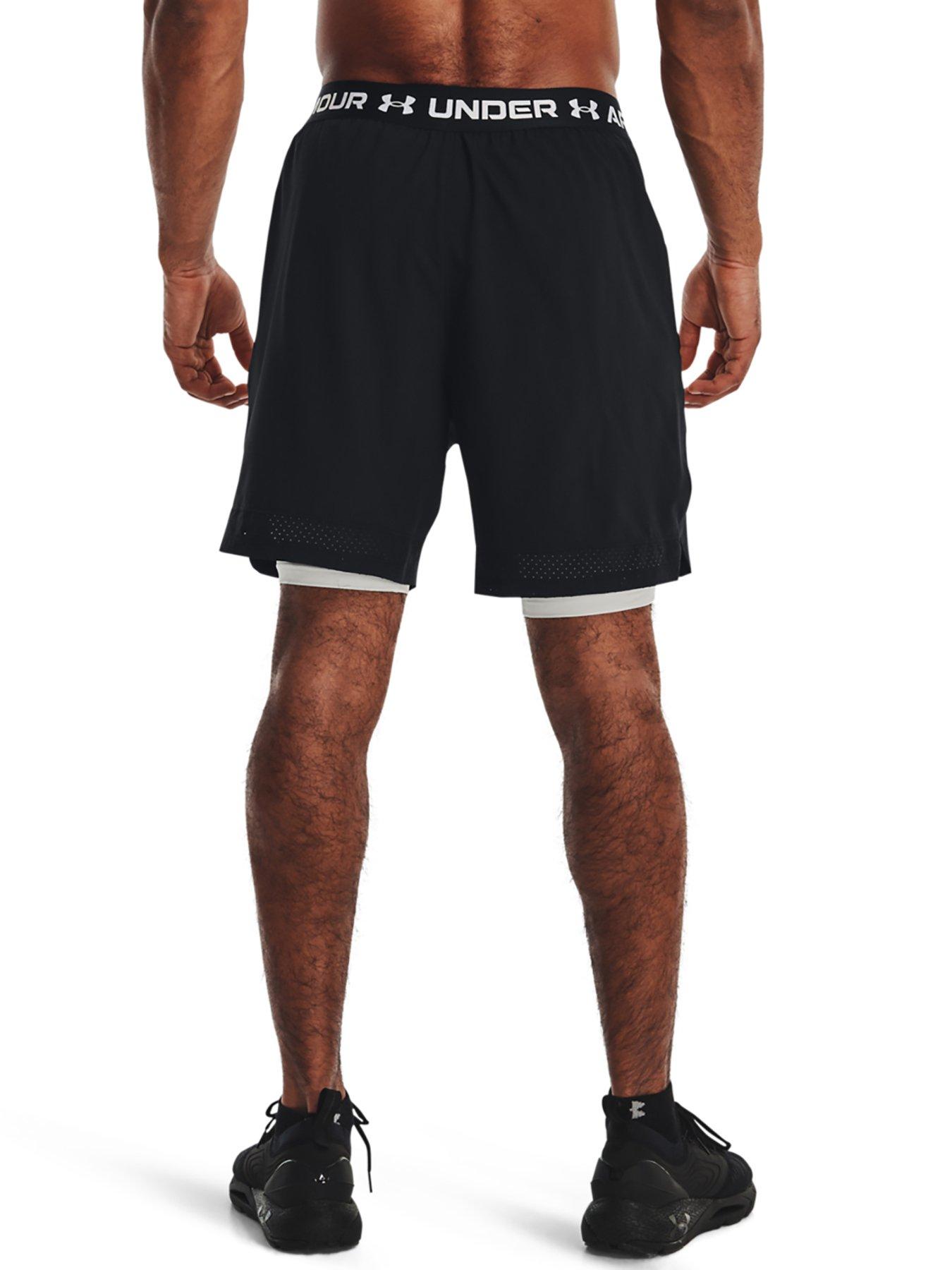 stillFront image of under-armour-mens-training-vanish-woven-2-in-1-shorts-blackwhite