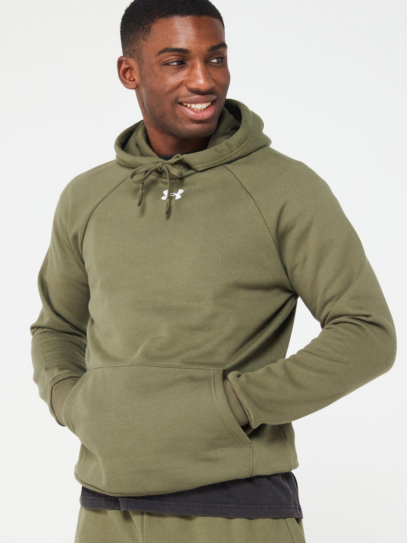 UNDER ARMOUR Men's Training Rival Fleece Hoodie Khaki Littlewoods