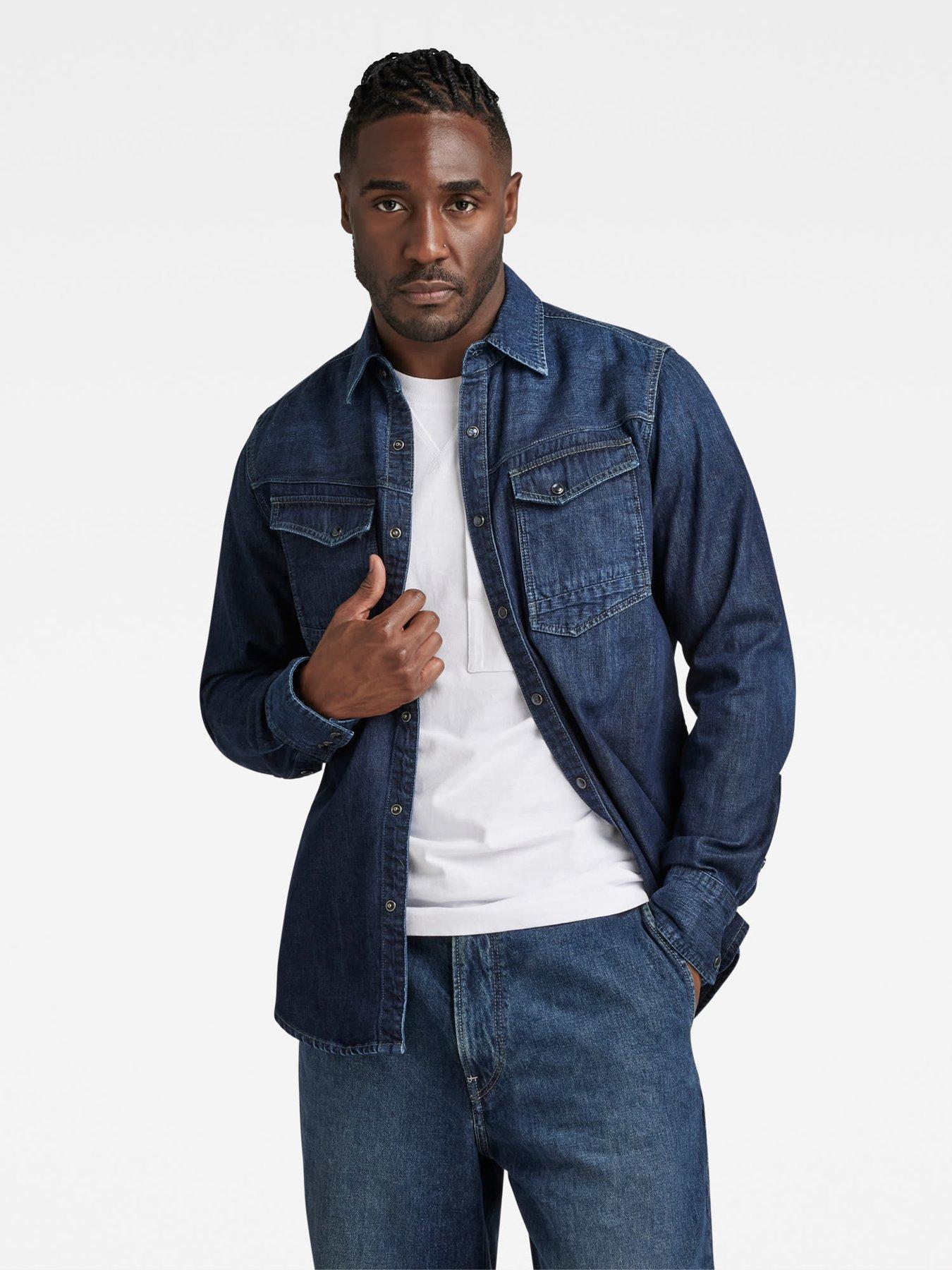 G-Star RAW G-star Slim Fit Denim Shirt - Dark Wash | littlewoods.com