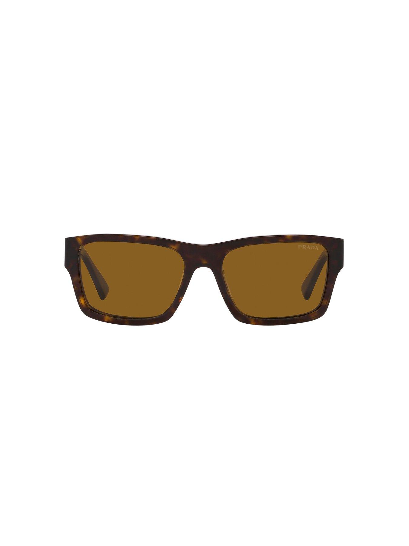 front image of prada-rectangle-acetate-sunglasses-tortoise