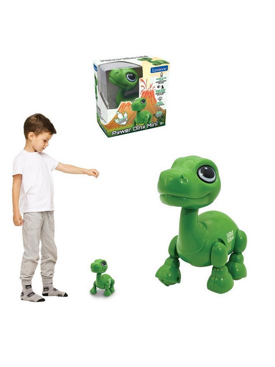 front image of lexibook-power-puppy-mini-dinosaur-robot-with-light-and-sound-effects-hand-clap-command-voice-repeat
