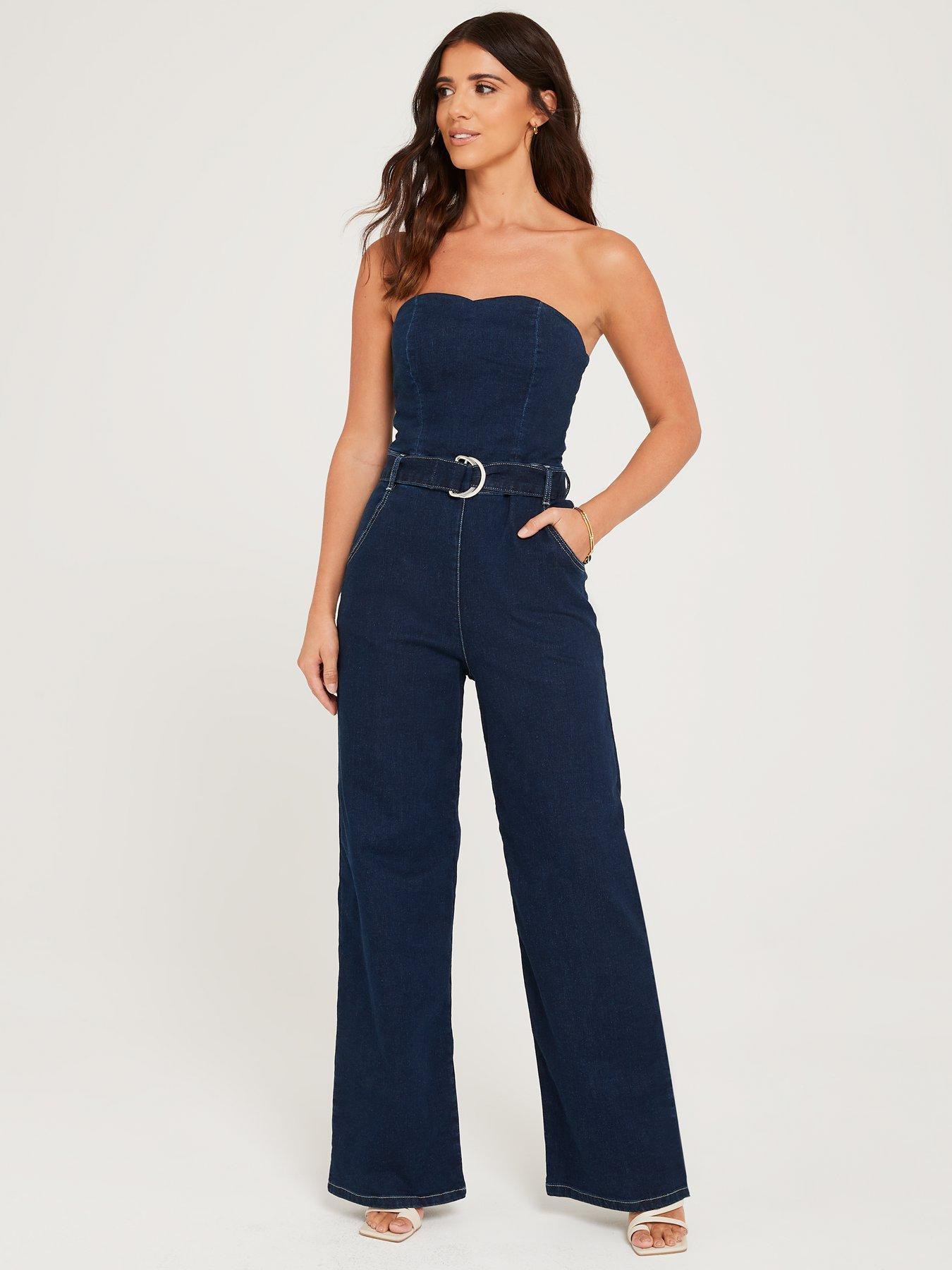 V by Very Denim Utility Jumpsuit - Blue