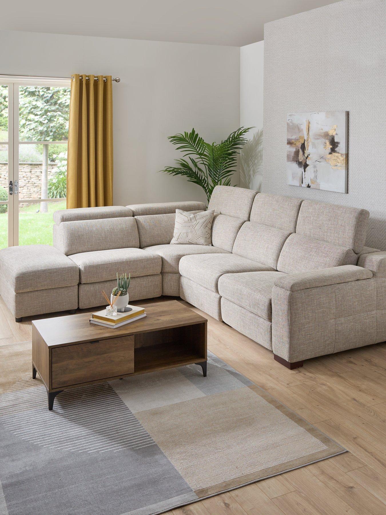 The Very Collection Detroit Fabric Left Hand Power Recliner Corner Group Sofa with Charging Ports and Storage - Grey