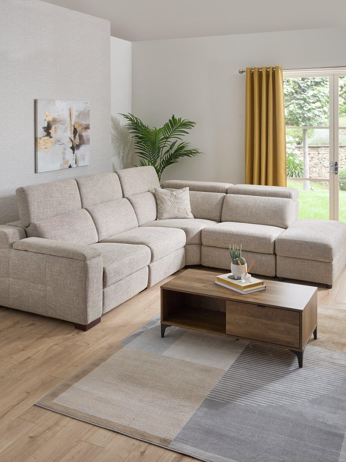 The Very Collection Detroit Fabric Right Hand Power Recliner Corner Group Sofa with Charging Ports and Storage - Grey