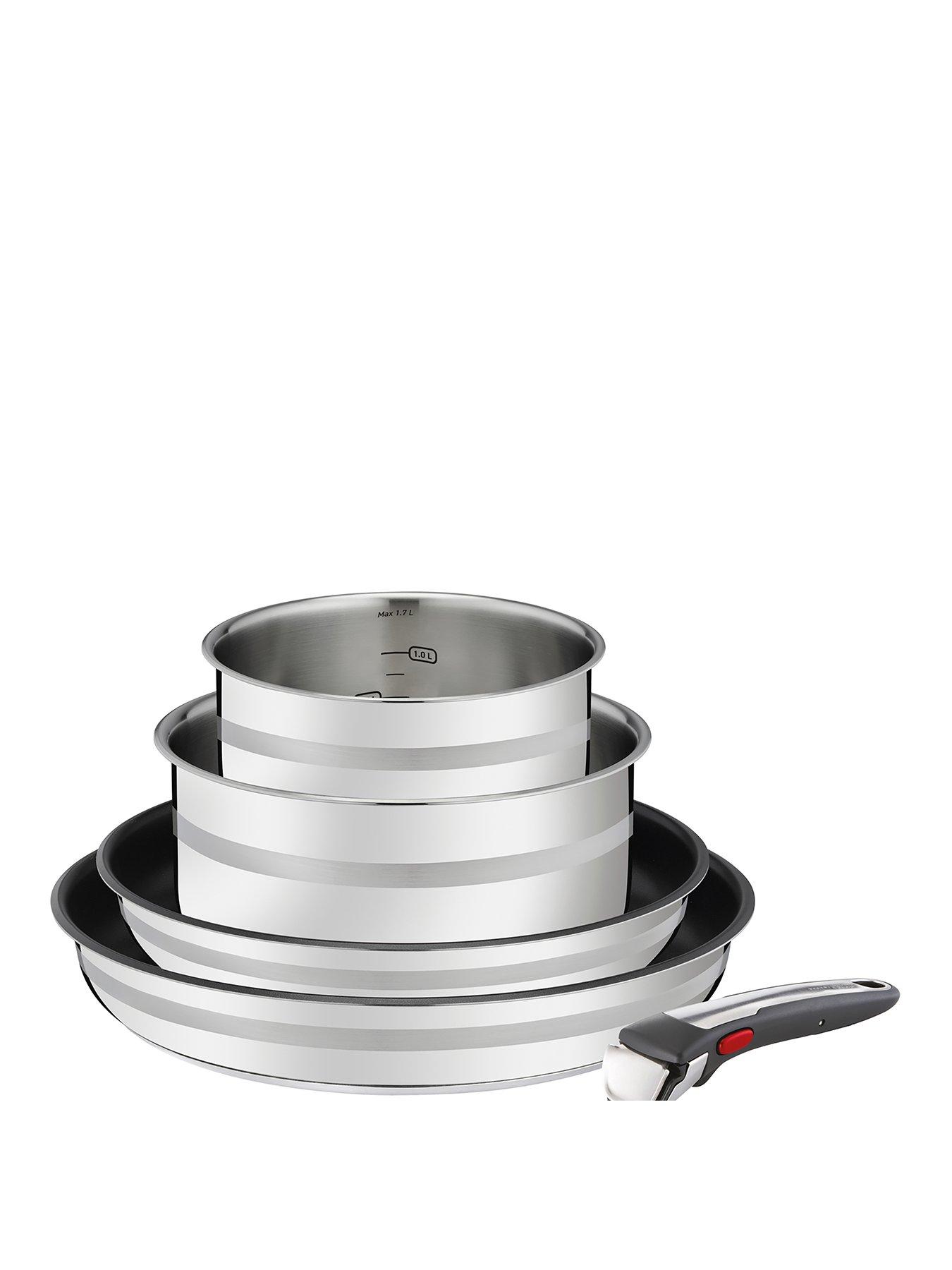 Jamie Oliver by Tefal 3-Piece Ingenio Stainless Steel Stackable Induction  Cook Set with Detachable Handle