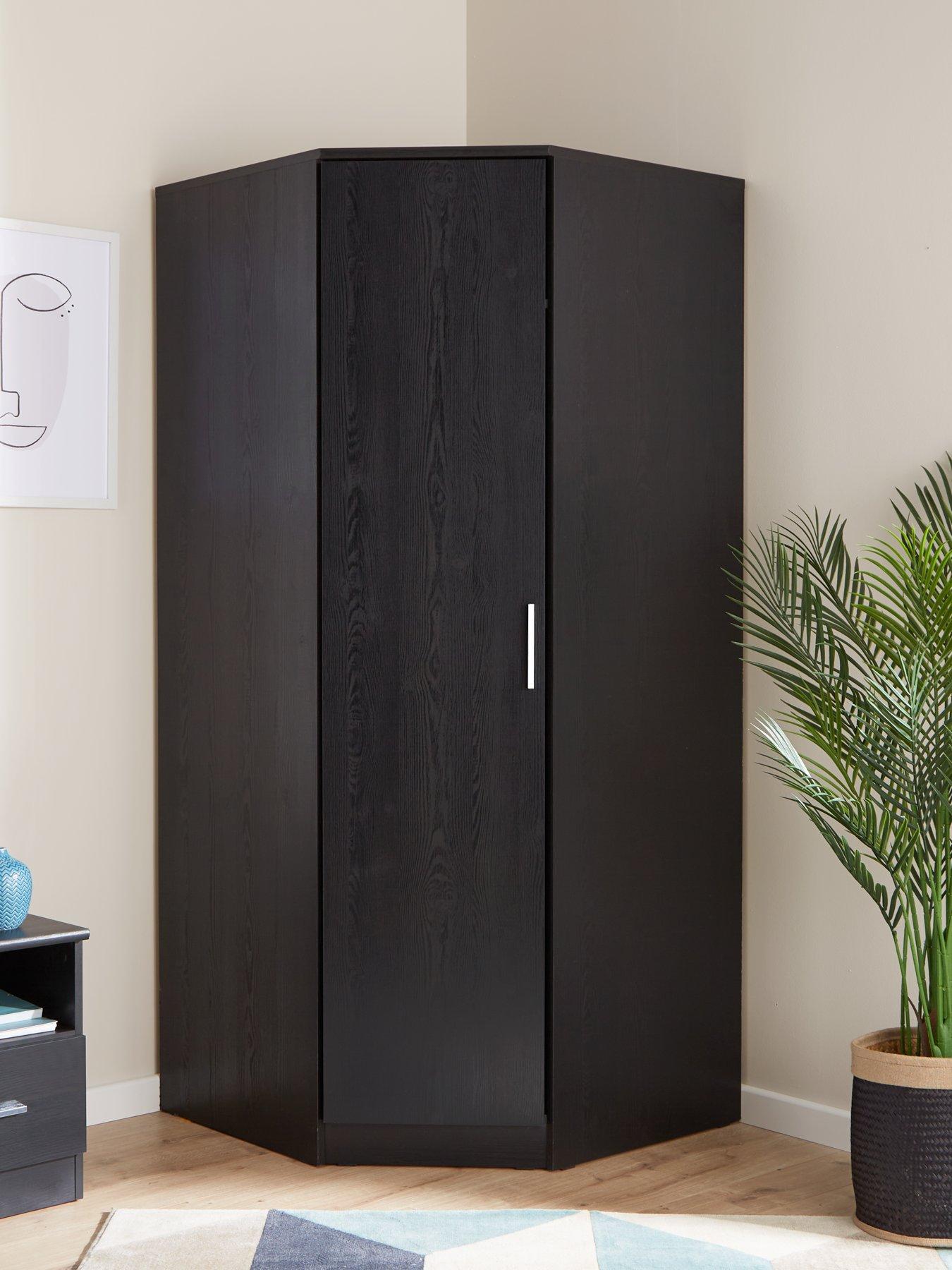 Image 1 of 7 of Very Home Panama Corner Wardrobe - Black&nbsp;- FSC&reg; Certified