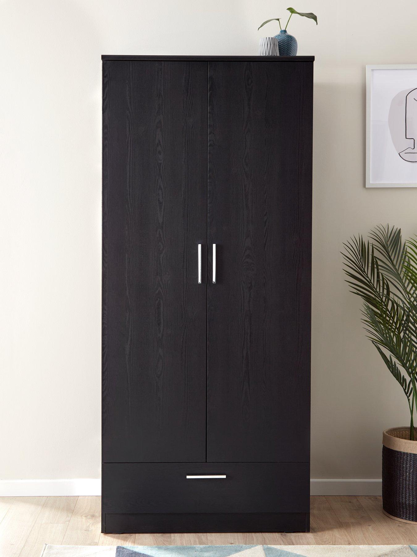 front image of everyday-panama-2-door-1-drawer-wardrobe-blacknbsp--fscreg-certified
