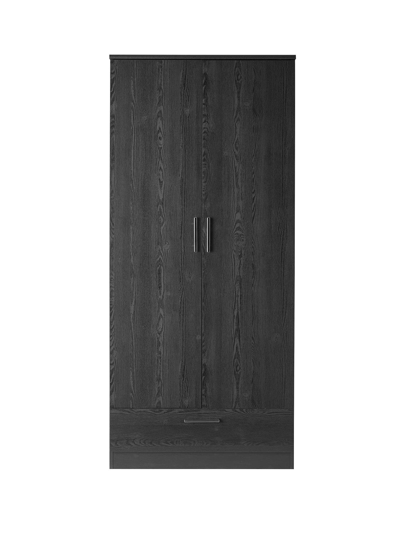 stillFront image of everyday-panama-2-door-1-drawer-wardrobe-blacknbsp--fscreg-certified