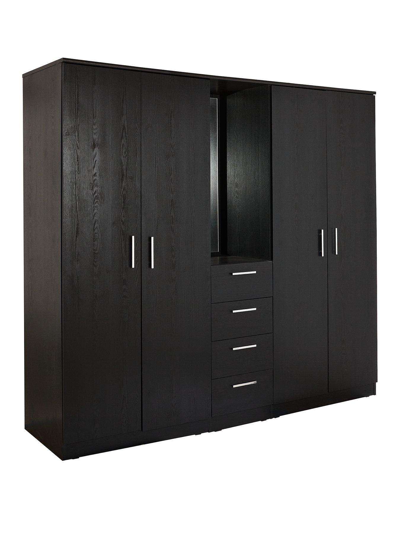 Image 3 of 7 of Very Home Panama 4 Door,&nbsp;4 Drawer Combi Fitment Wardrobe with Mirror - Black&nbsp;- FSC&reg; Certified