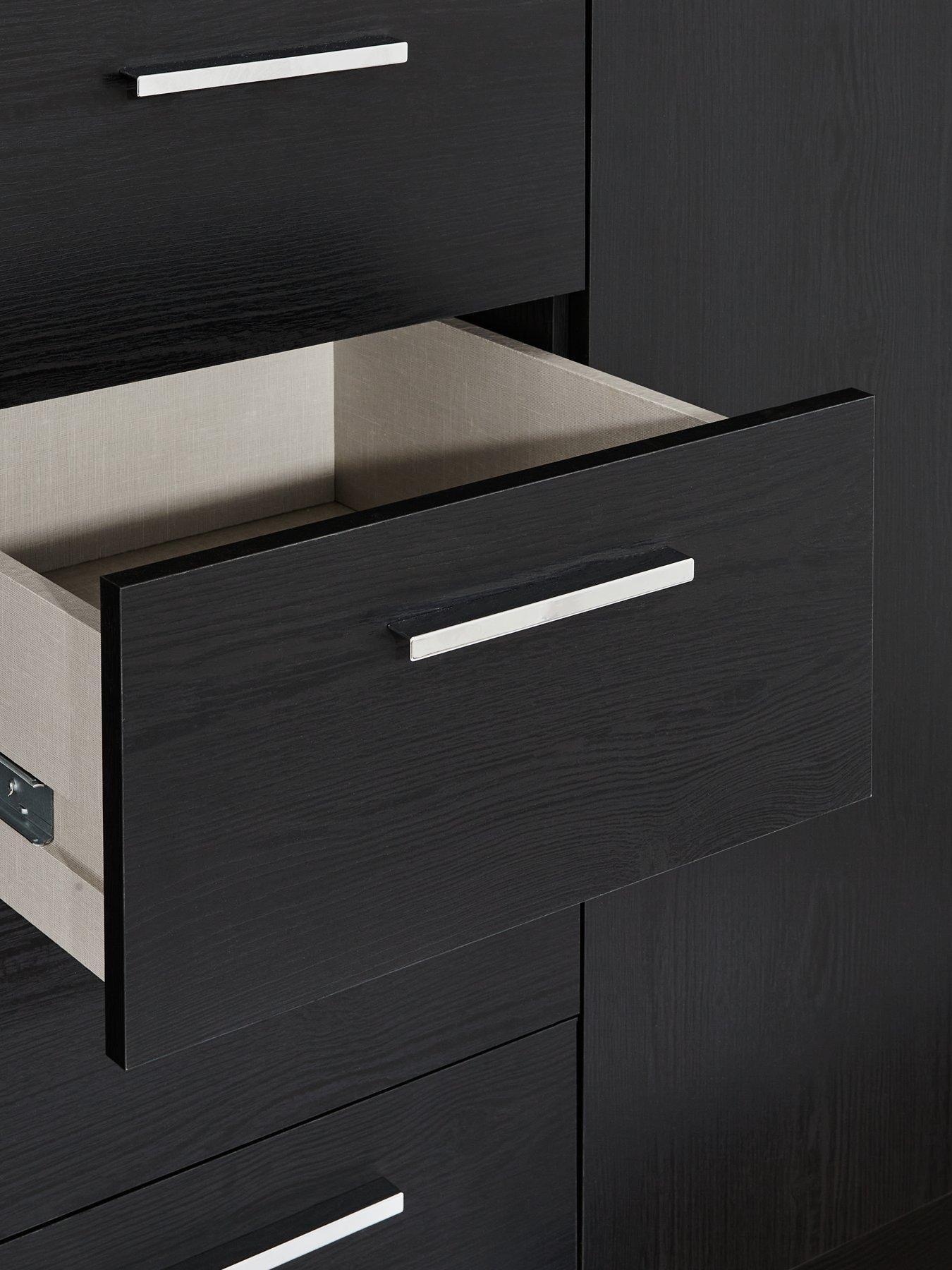Image 6 of 7 of Very Home Panama 4 Door,&nbsp;4 Drawer Combi Fitment Wardrobe with Mirror - Black&nbsp;- FSC&reg; Certified