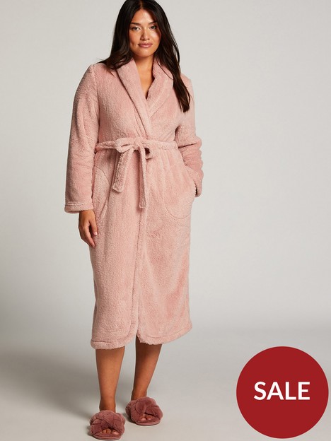 hunkemoller-robe-long-snuggle-fleece-pink