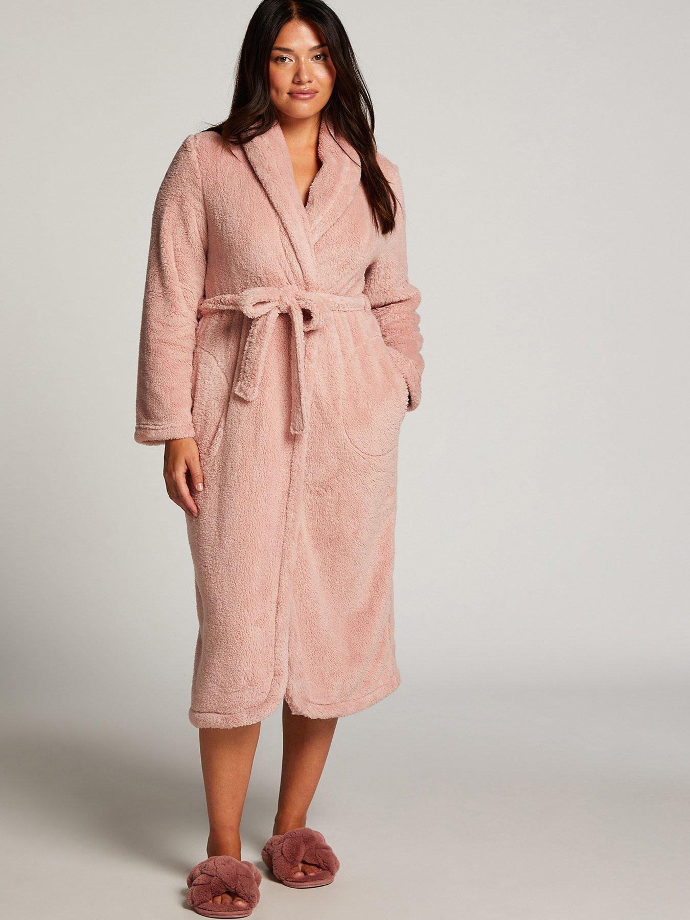 Hunkemoller Robe Long Snuggle Fleece - Pink | littlewoods.com
