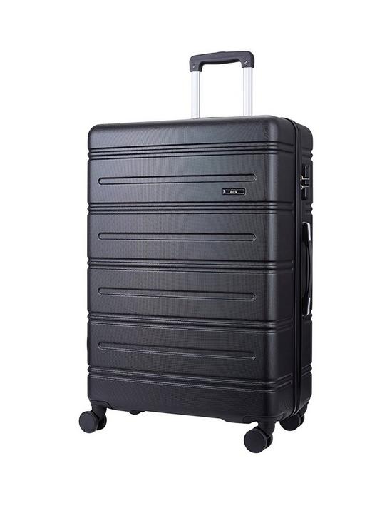 front image of rock-luggage-lisbon-large-suitcase-black