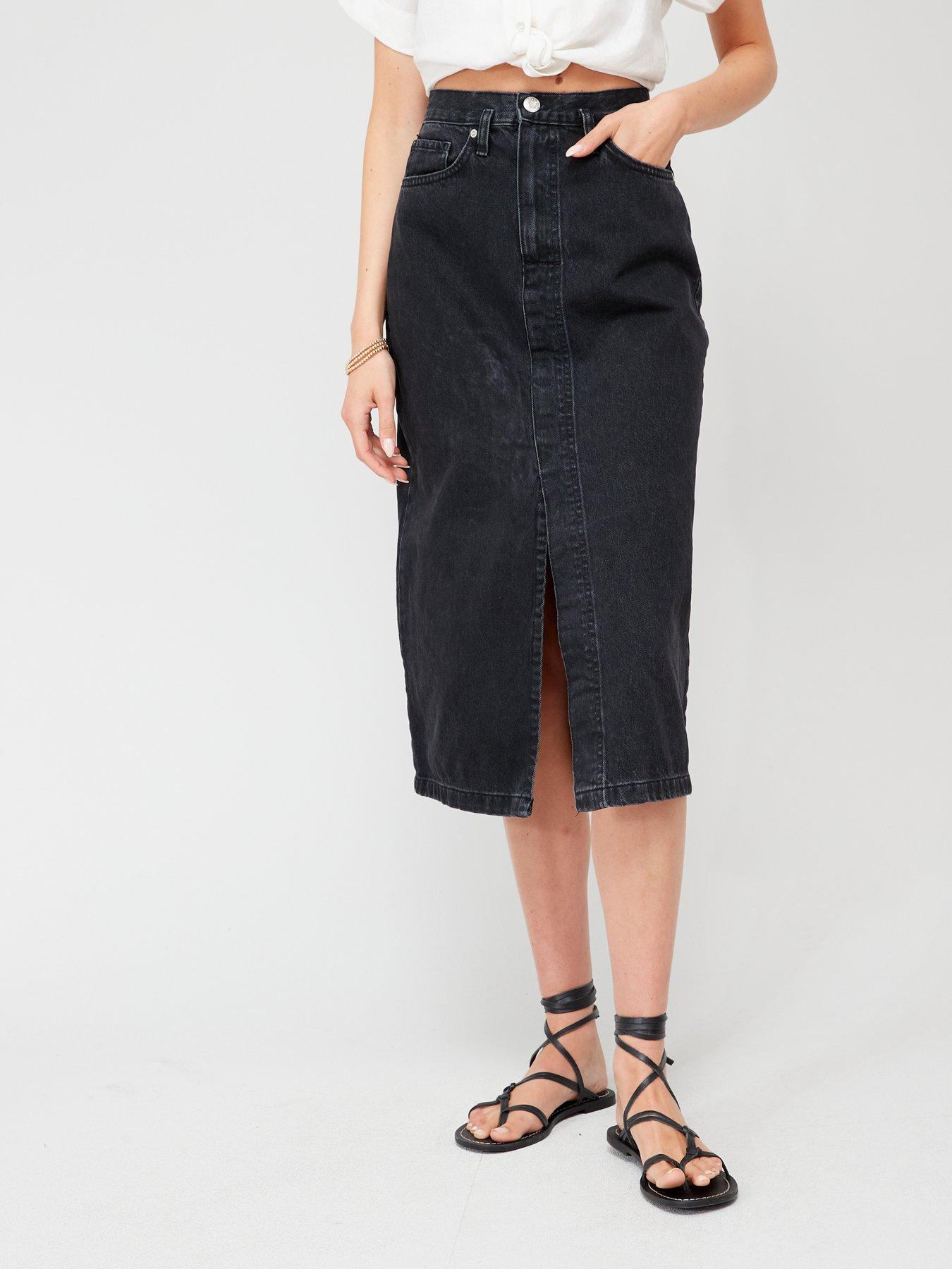 Black denim shop skirt littlewoods