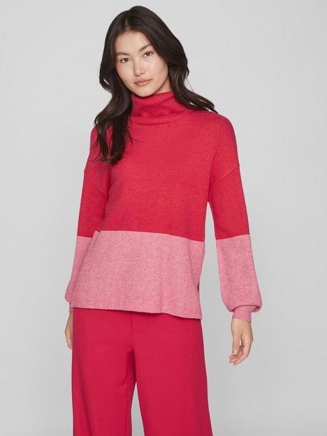 vila-rollneck-long-sleeve-knitted-top-pink
