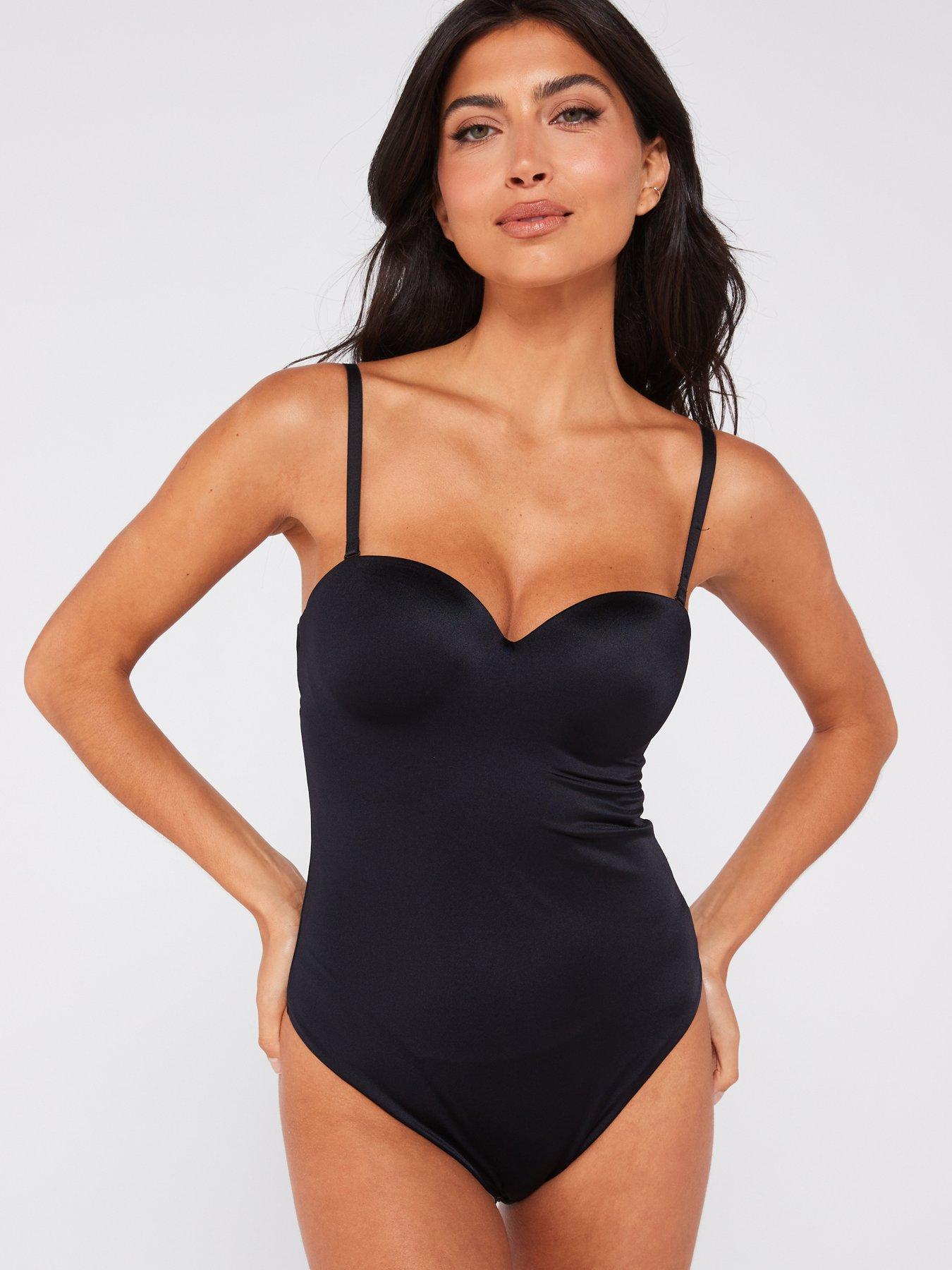 Sublime Sculpt Light Padded Thong Bodysuit - Black