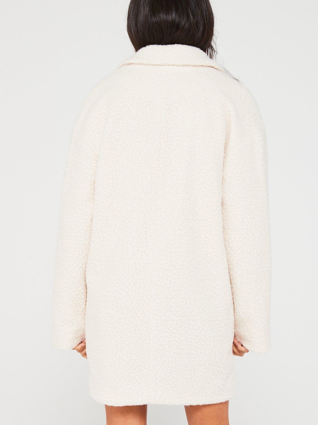 Long Sleeve Oversize Teddy Coat Cream