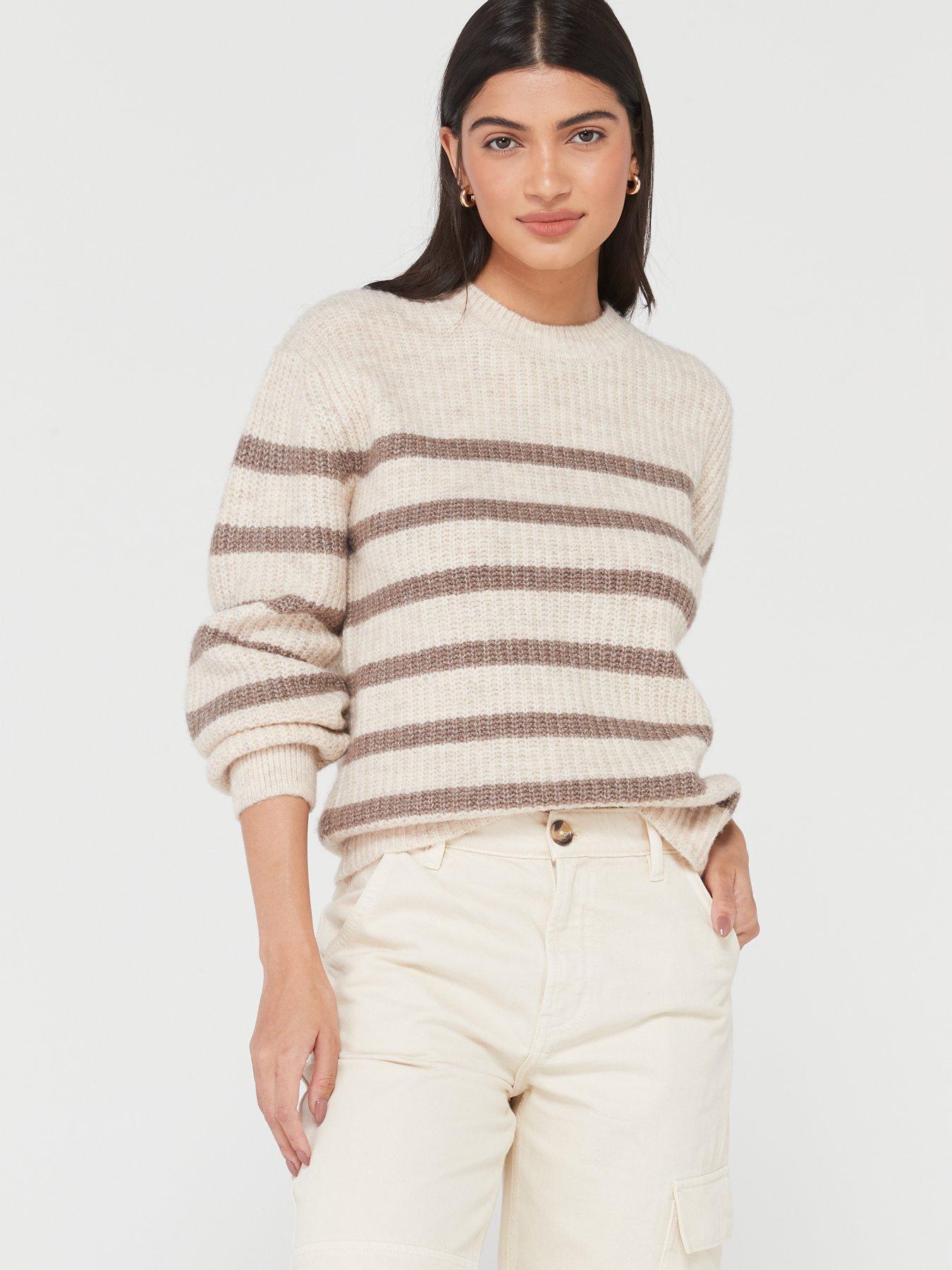 Buy In The Style Cream Perrie Sian Contrast Sleeve High Neck Jumper from  Next Luxembourg