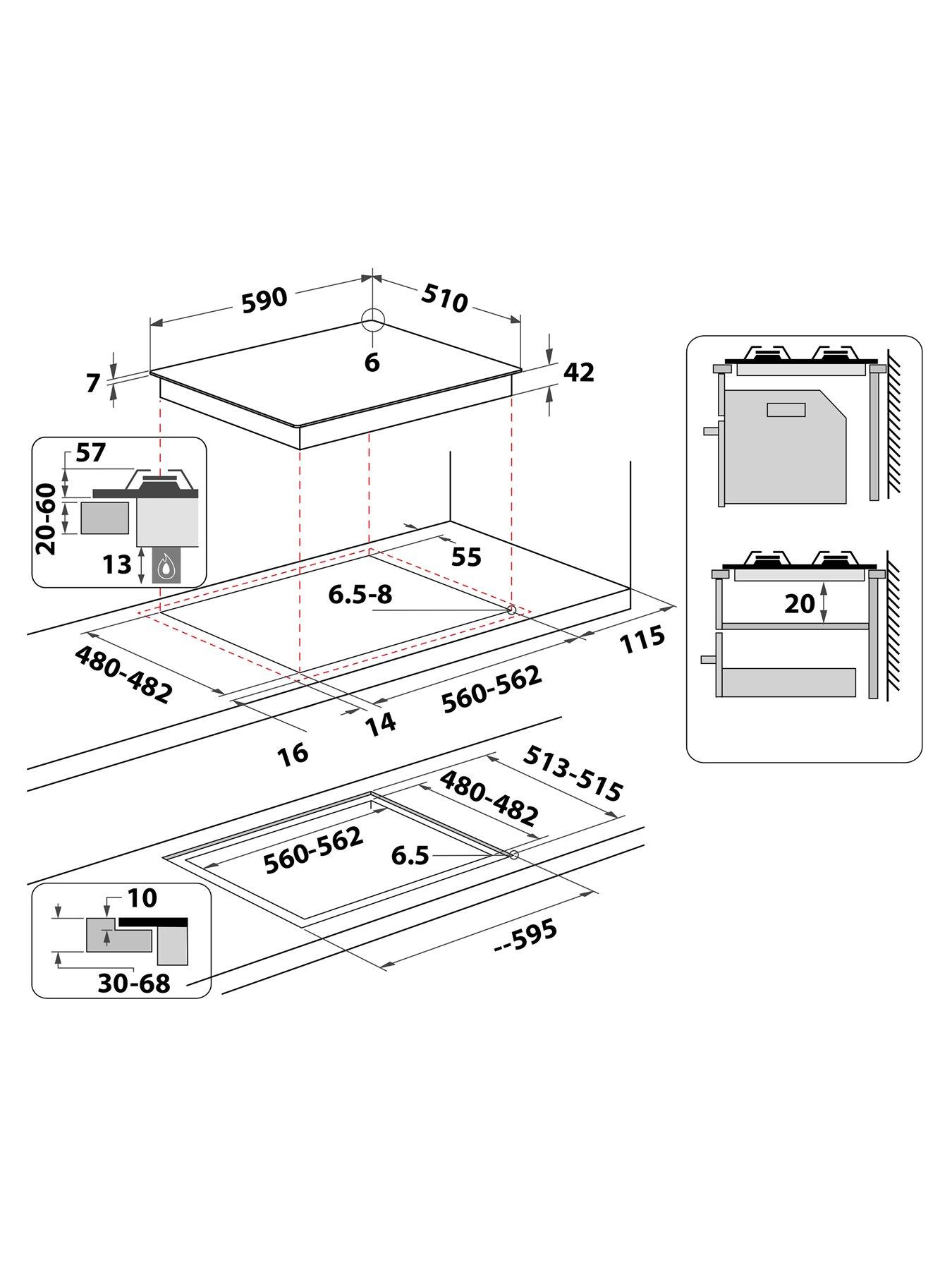  image of indesit-ing61tbk-60cm-integrated-gas-hob