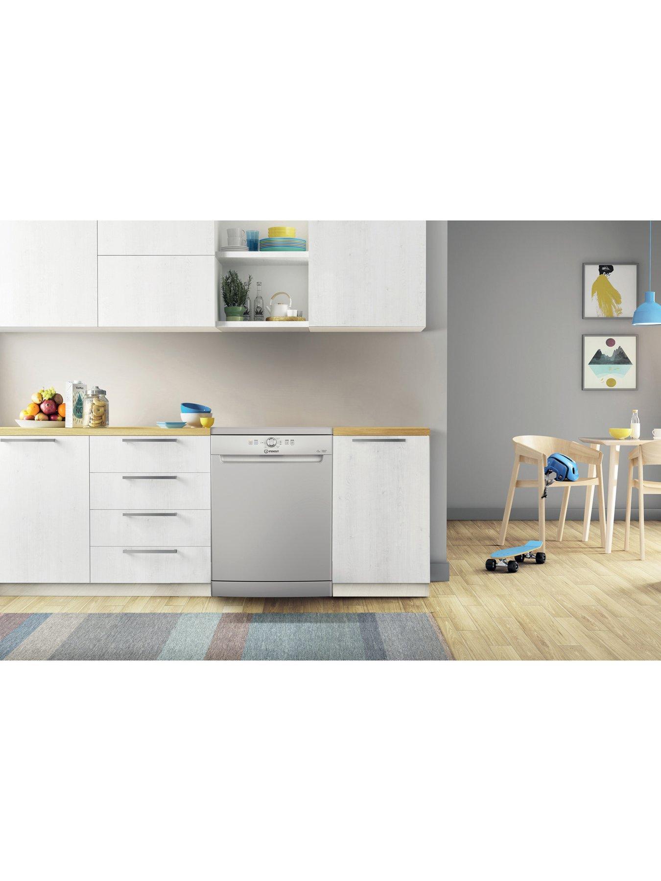  image of indesit-d2fhk26s-fullsize-14-place-setting-freestanding-dishwasher-silver