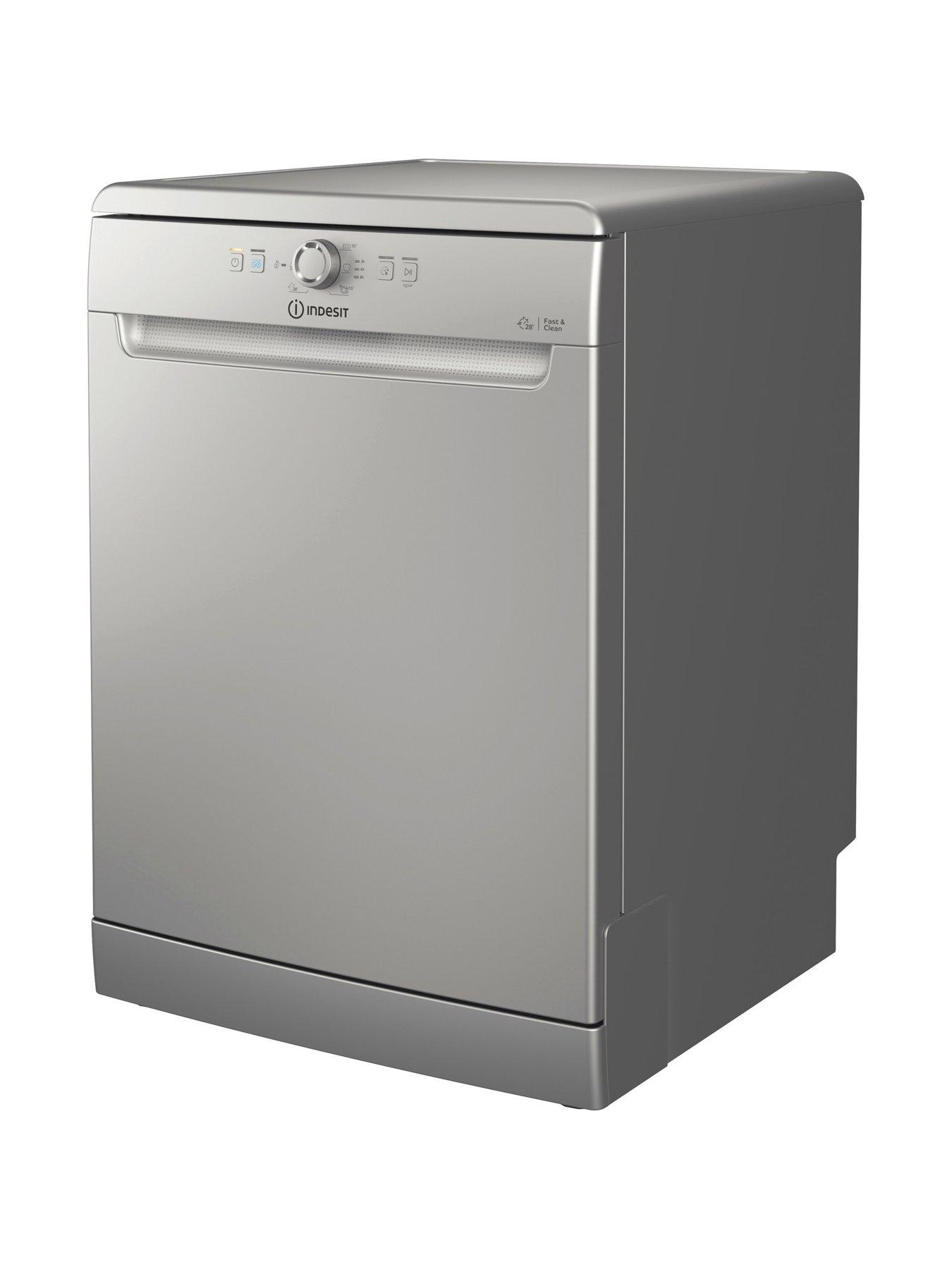  image of indesit-d2fhk26s-fullsize-14-place-setting-freestanding-dishwasher-silver