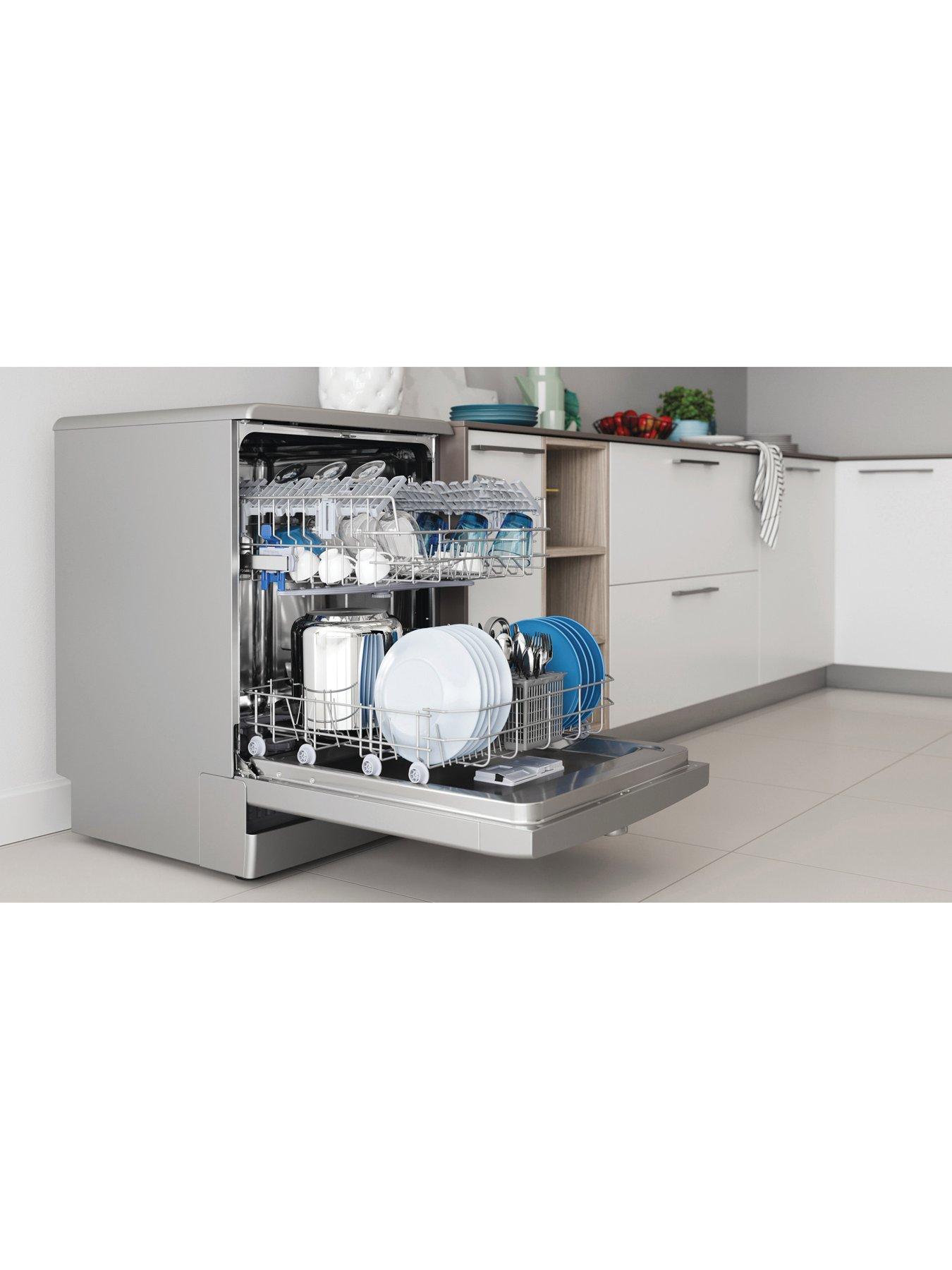  image of indesit-d2fhk26s-fullsize-14-place-setting-freestanding-dishwasher-silver
