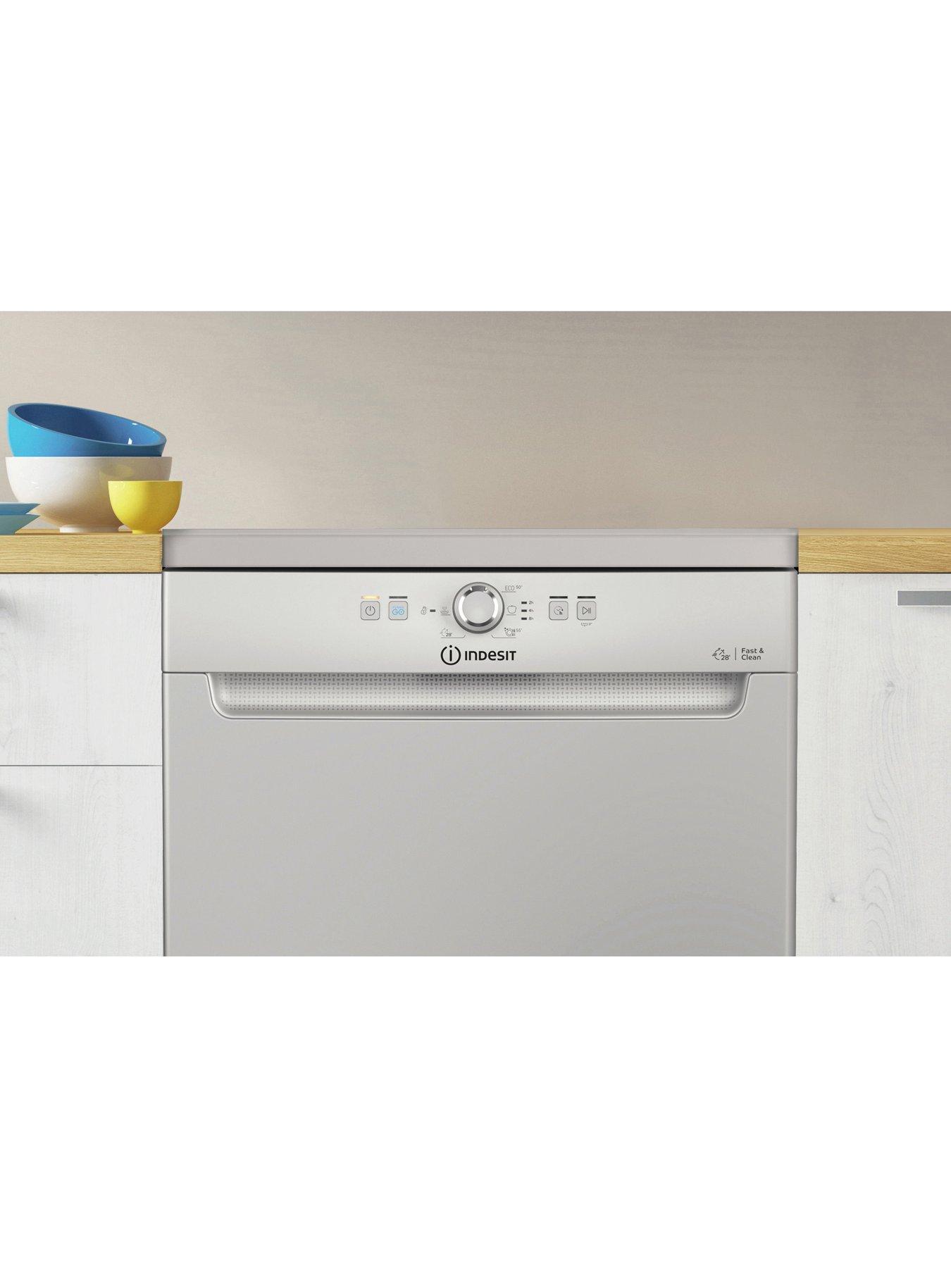  image of indesit-d2fhk26s-fullsize-14-place-setting-freestanding-dishwasher-silver