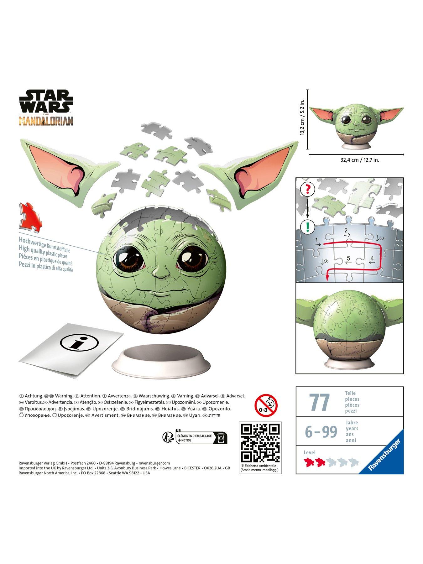  image of ravensburger-star-wars-the-mandalorian-grogu-with-ears-72-piece-3d-jigsaw-puzzle