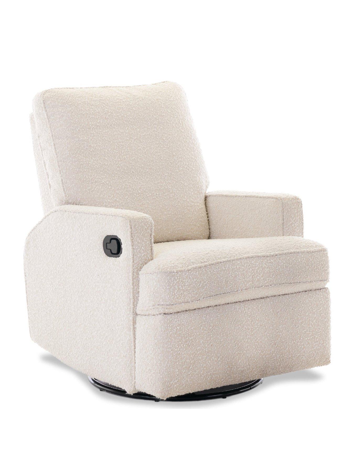  image of obaby-madison-swivel-glider-recliner-chair-boucle-cream