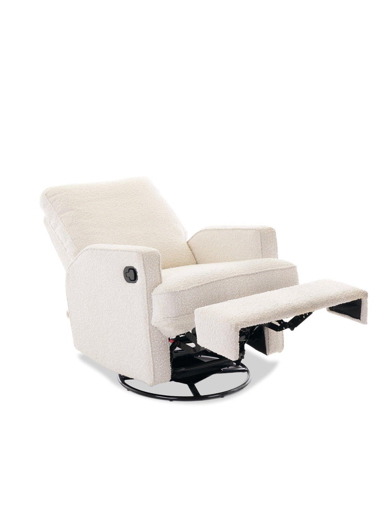  image of obaby-madison-swivel-glider-recliner-chair-boucle-cream