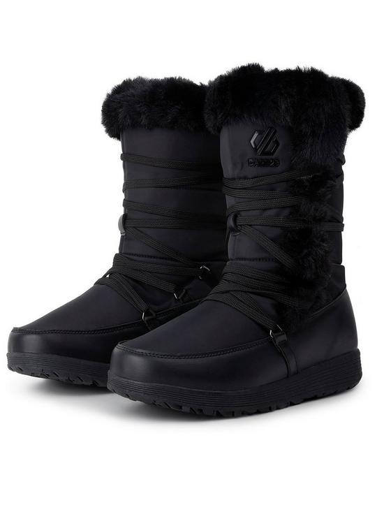 front image of dare-2b-womens-valdare-snow-boot-black-worn-by-pixie-lott