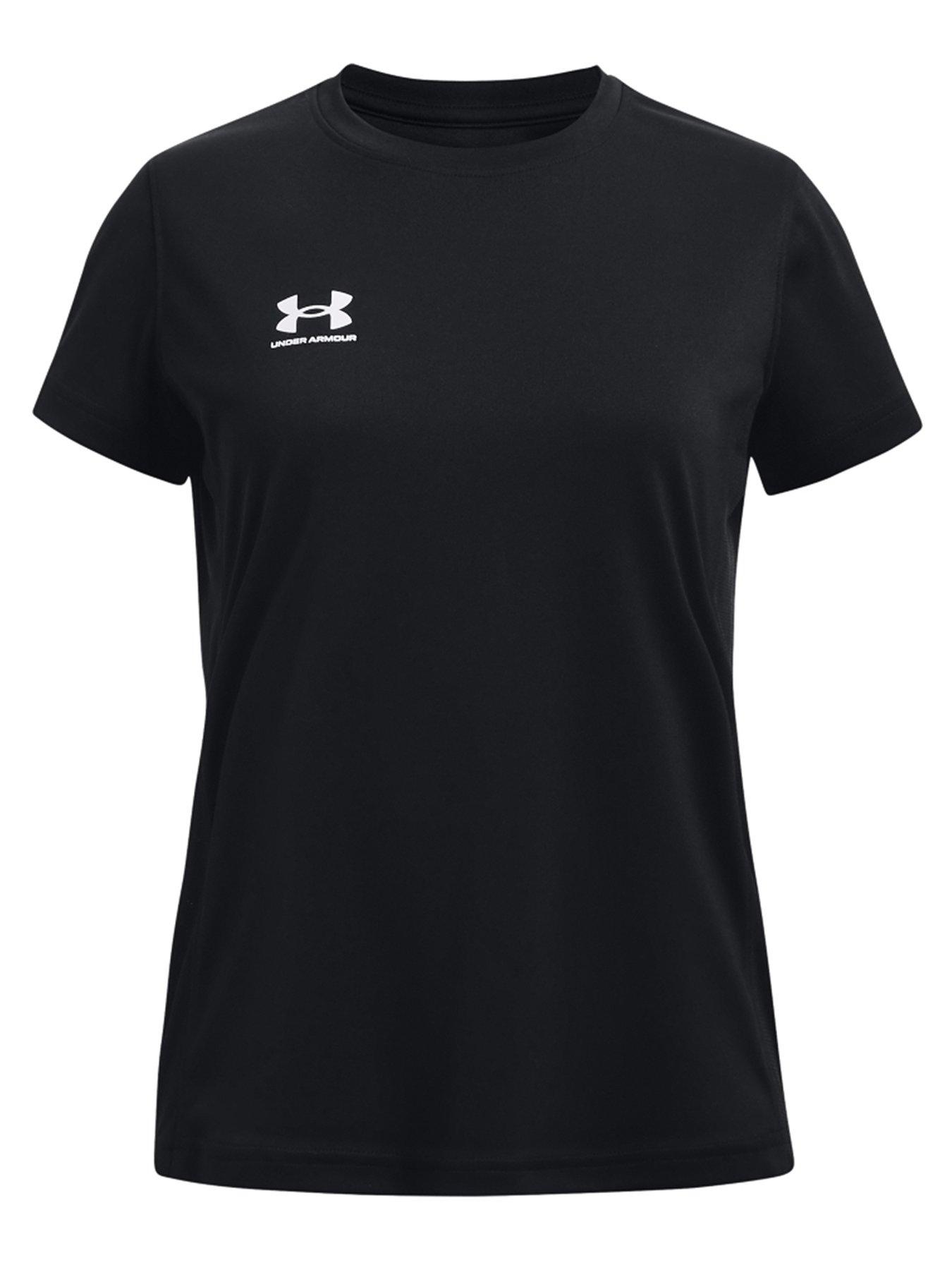 UNDER ARMOUR Girls Challenger Short Sleeve T-Shirt - Black/White
