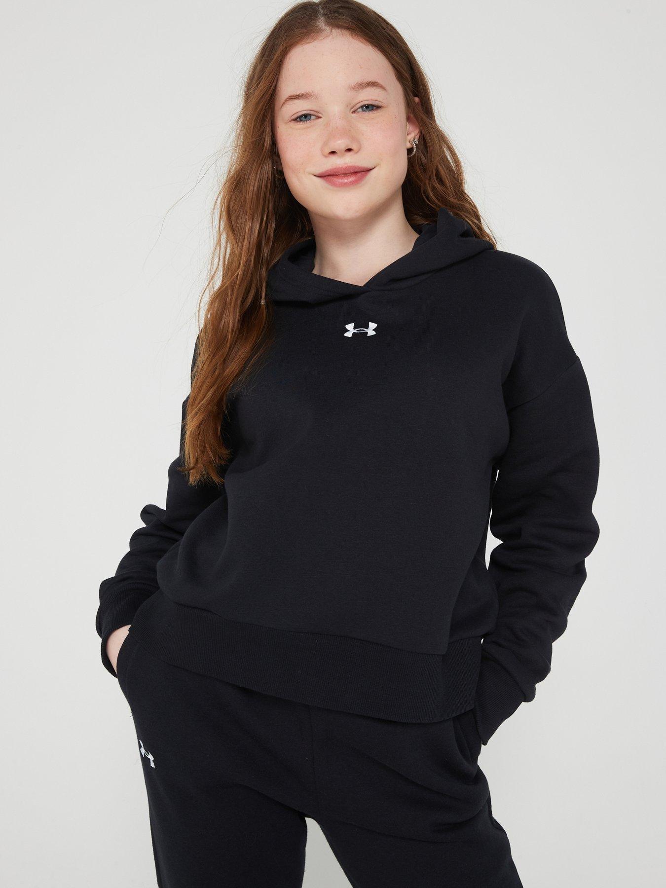 undefined Girls Rival Fleece Crop Hoodie - Black/White