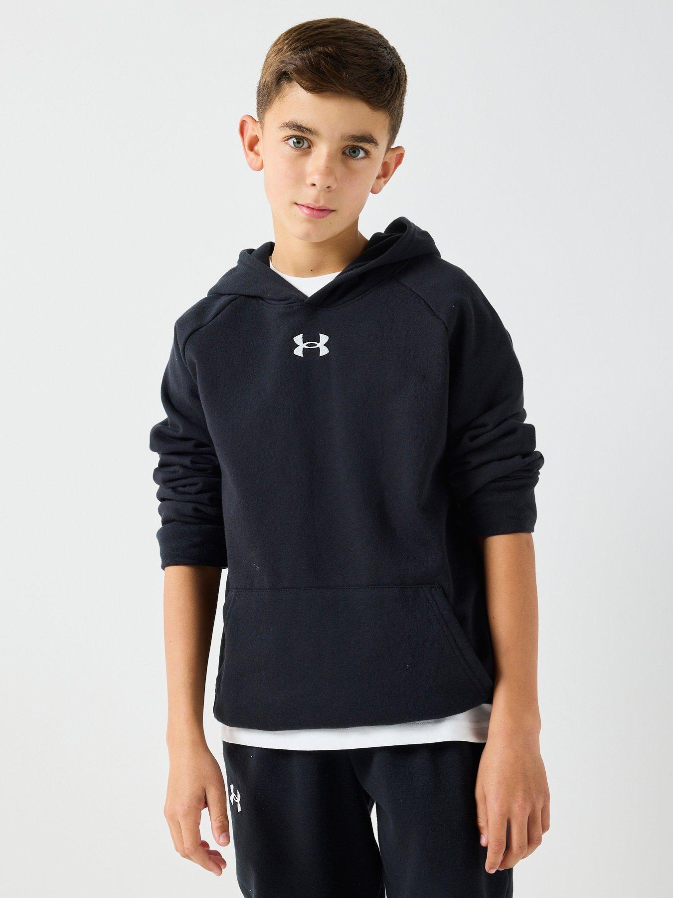 UNDER ARMOUR Boys Rival Fleece Hoodie - Black/White
