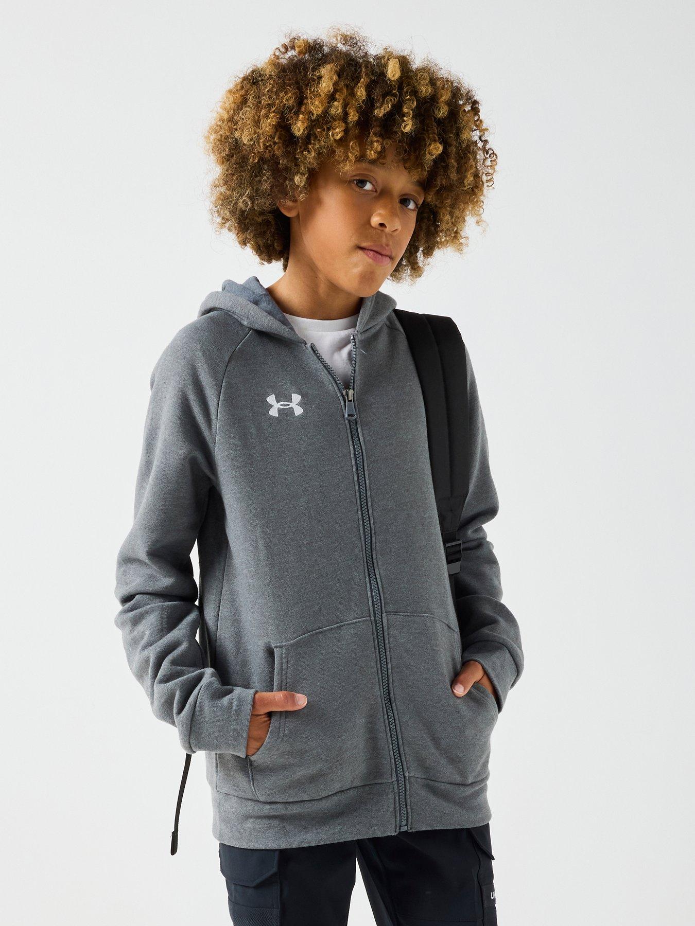 UNDER ARMOUR Boys Rival Fleece Full Zip Hoodie - Grey