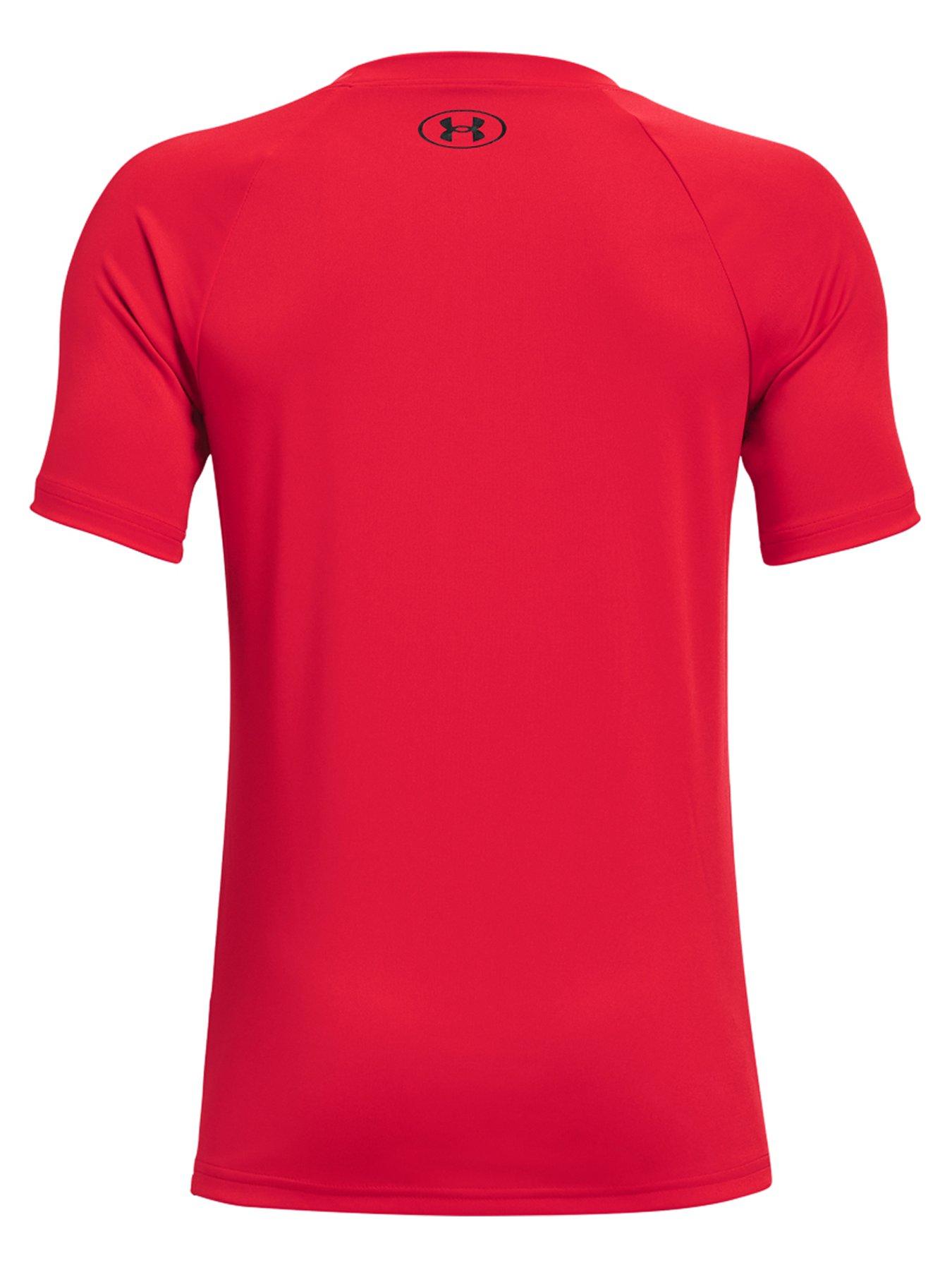 UNDER ARMOUR Boys Tech Big Logo Short Sleeve T Shirt Red