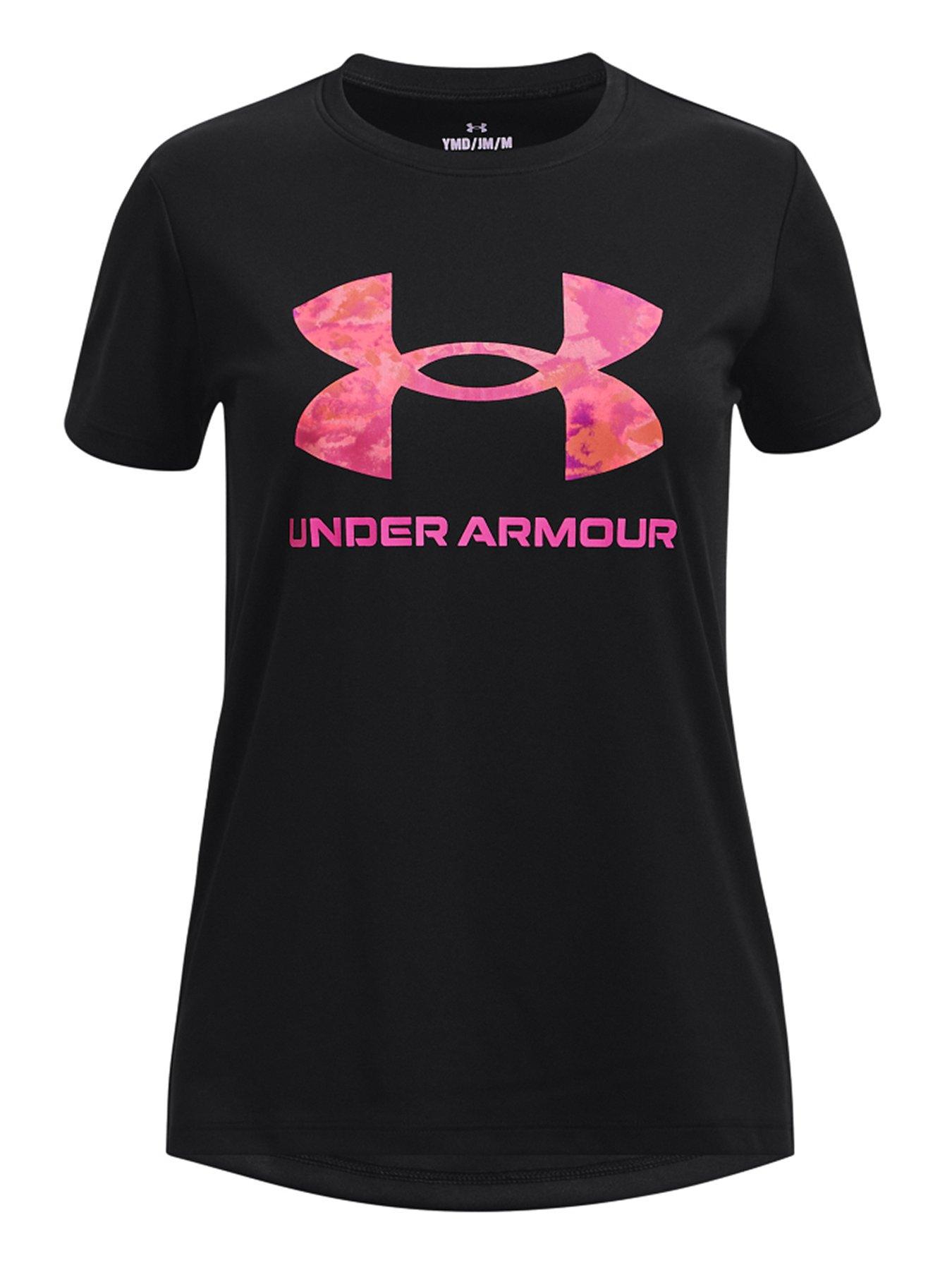 Girls Tech Printed Big Logo Short Sleeve Tee Black