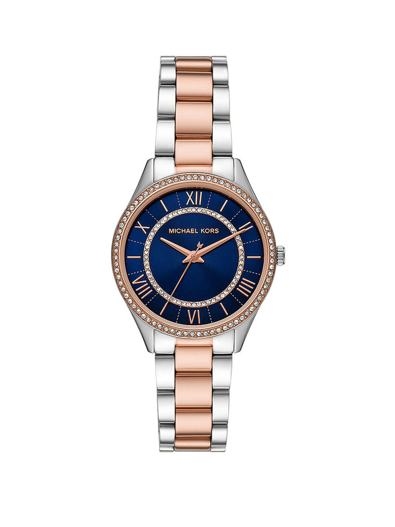 Michael Kors Lauryn Blue Dial Bi Colour Stainless Steel Watch littlewoods